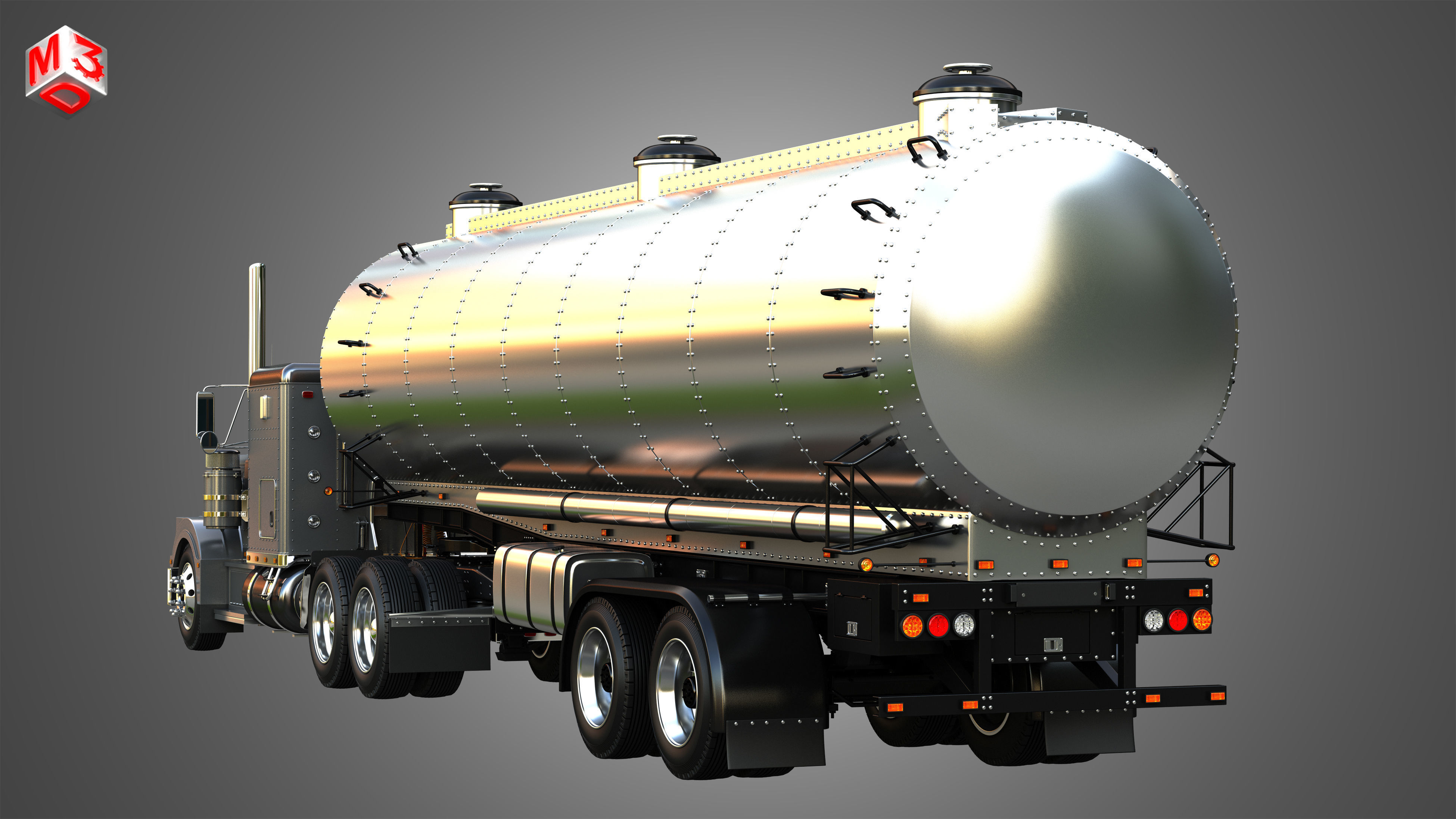 57P Truck with Tanker Trailer 3D model_12