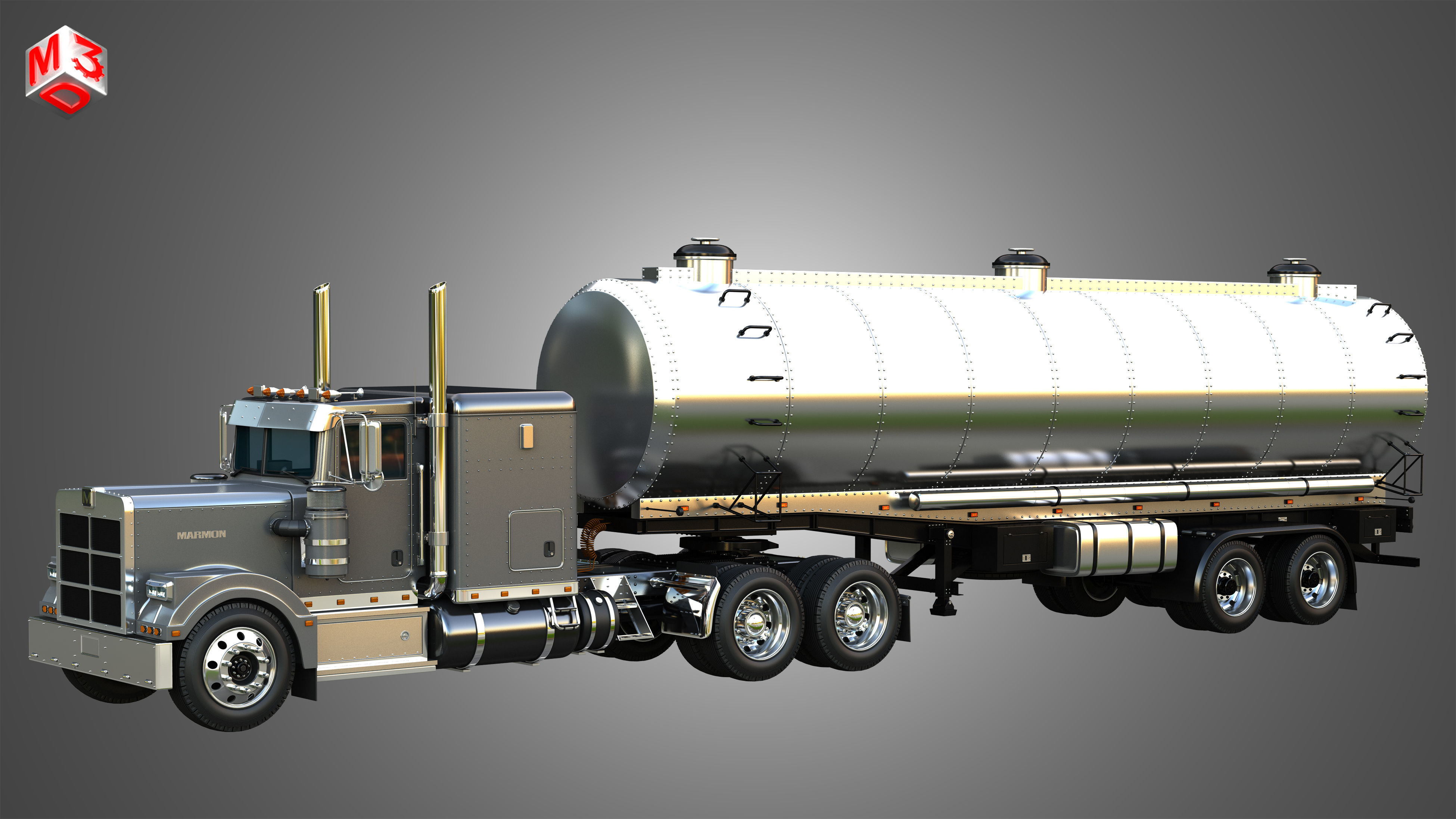 57P Truck with Tanker Trailer 3D model_13