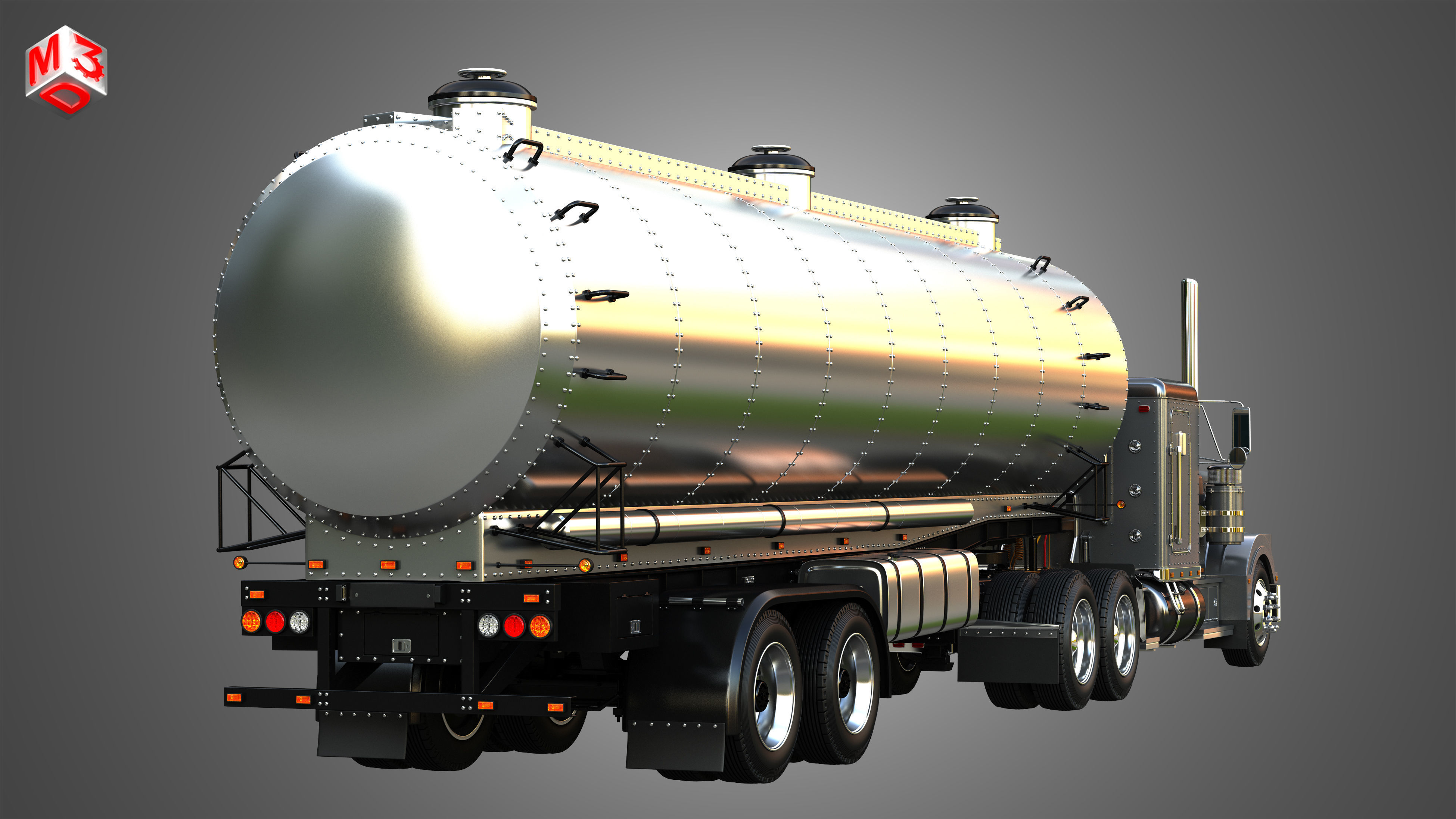 57P Truck with Tanker Trailer 3D model_10