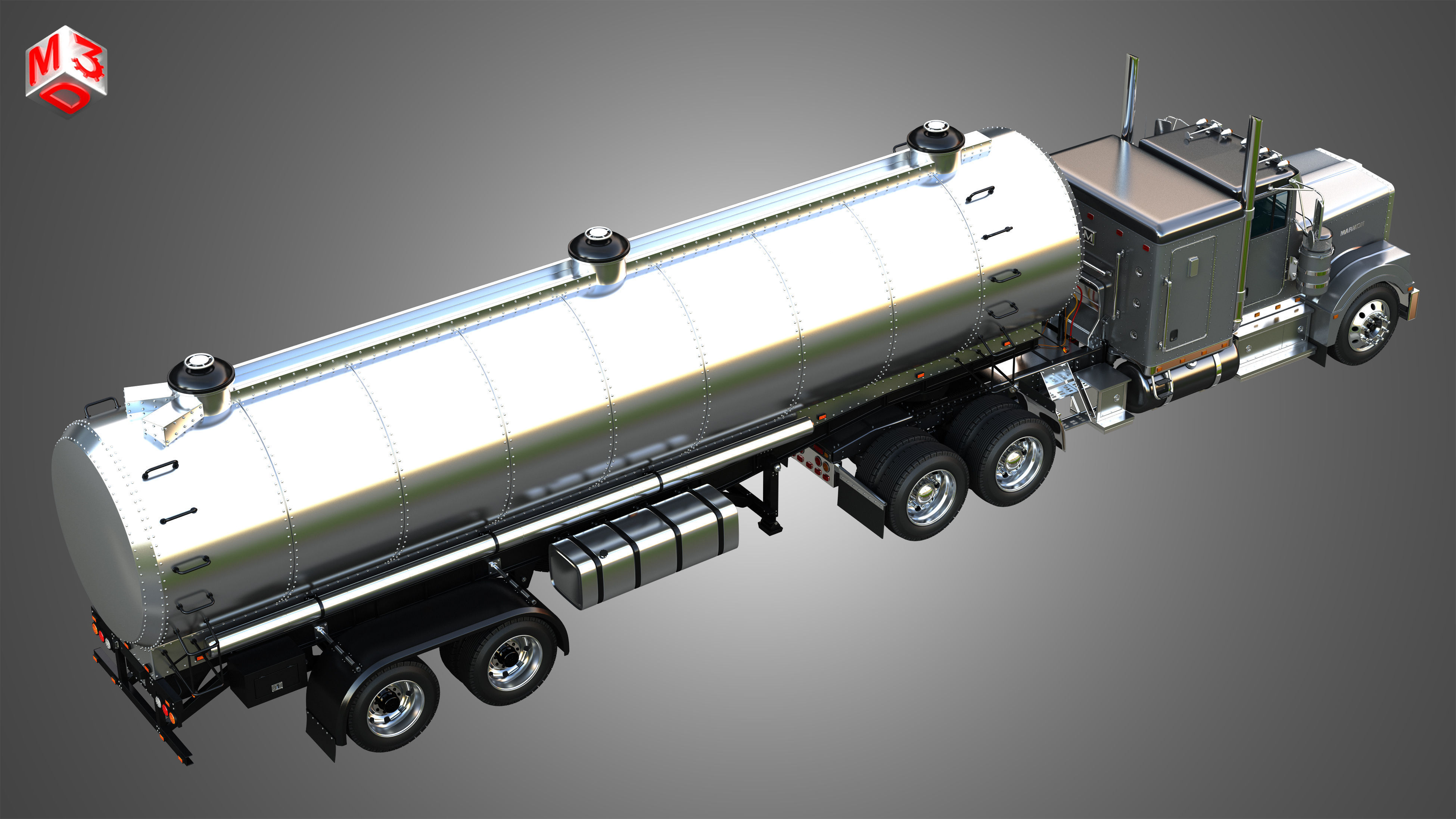 57P Truck with Tanker Trailer 3D model_18