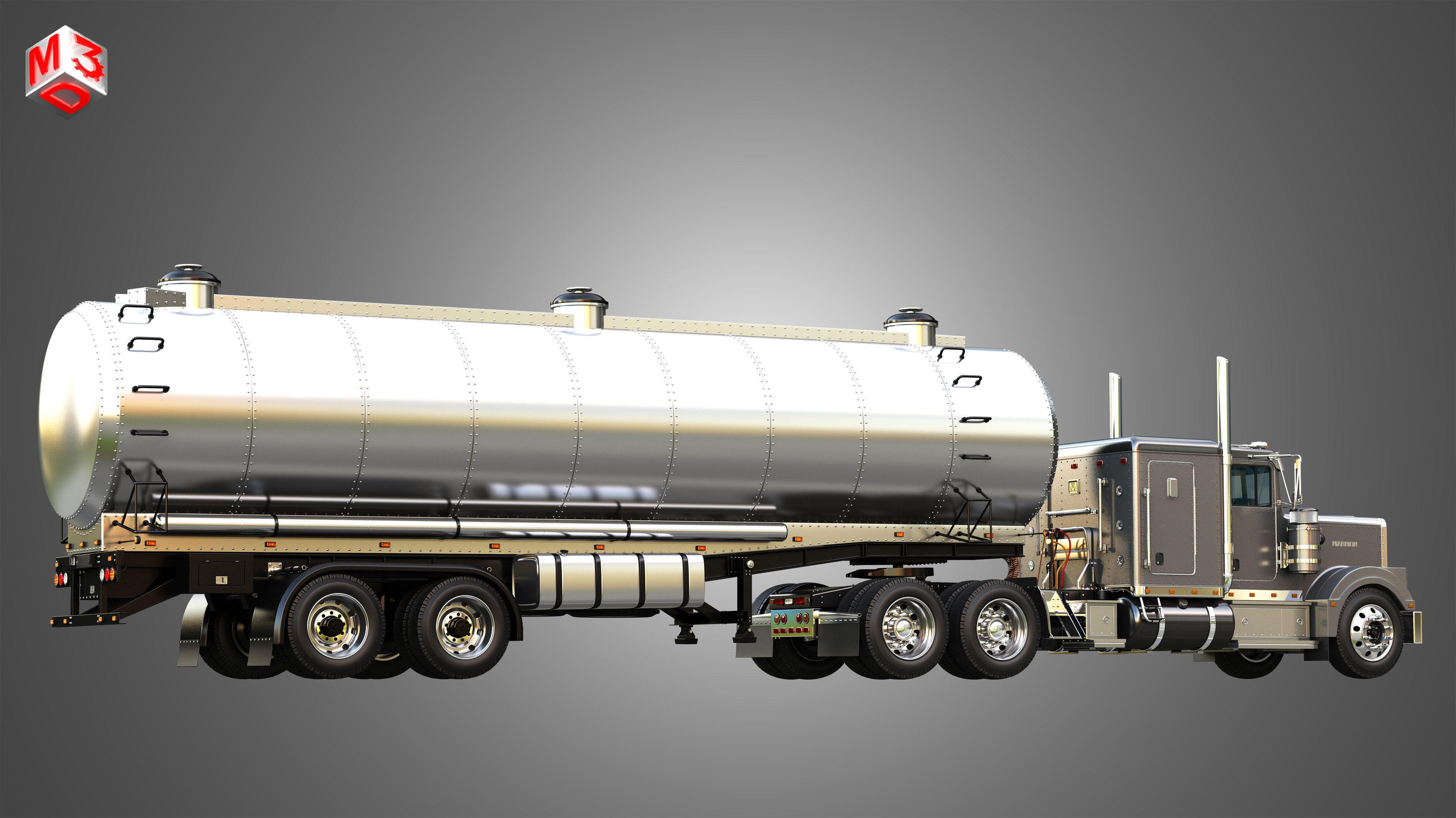 57P Truck with Tanker Trailer 3D model_7
