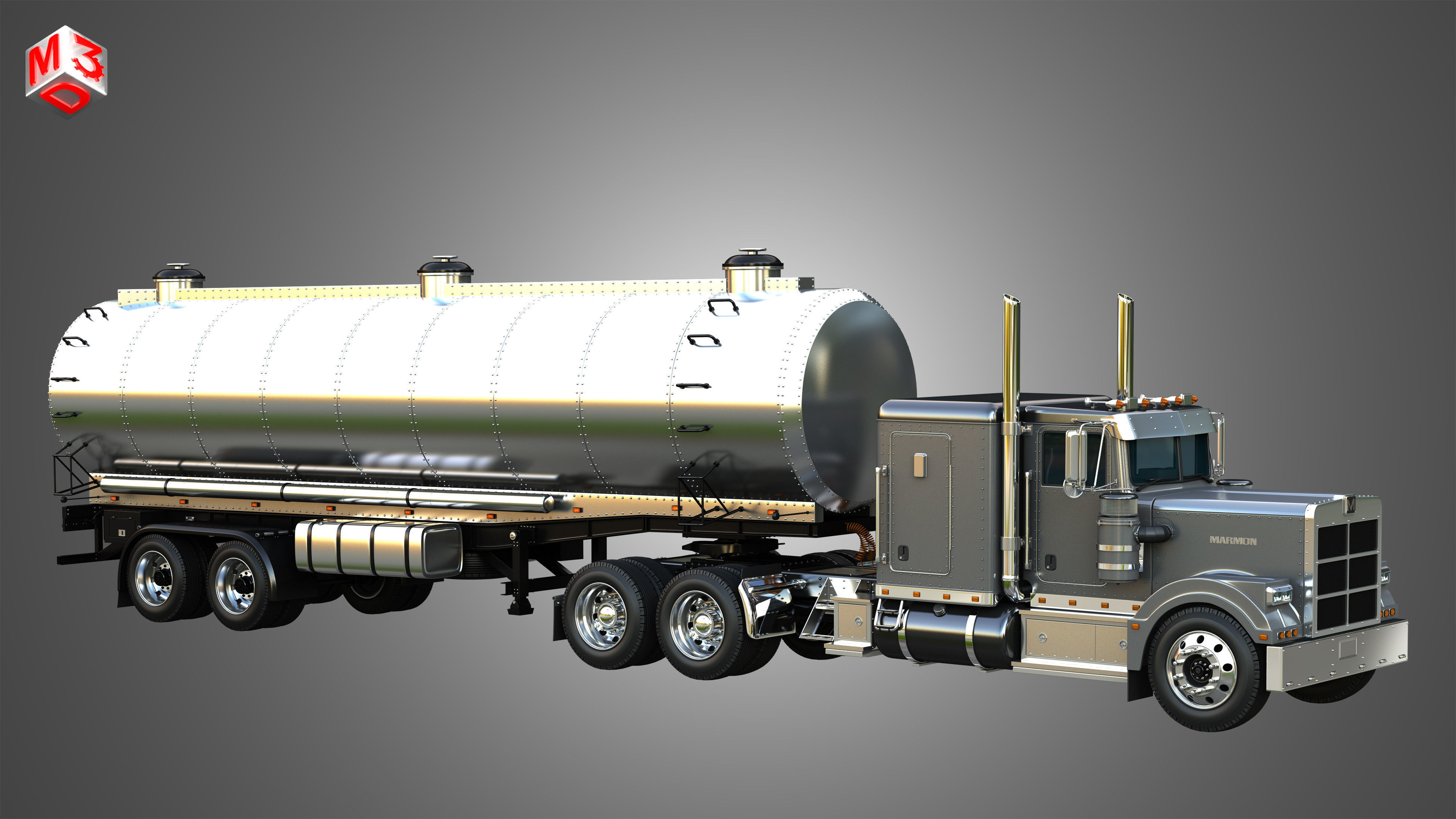 57P Truck with Tanker Trailer 3D model_15