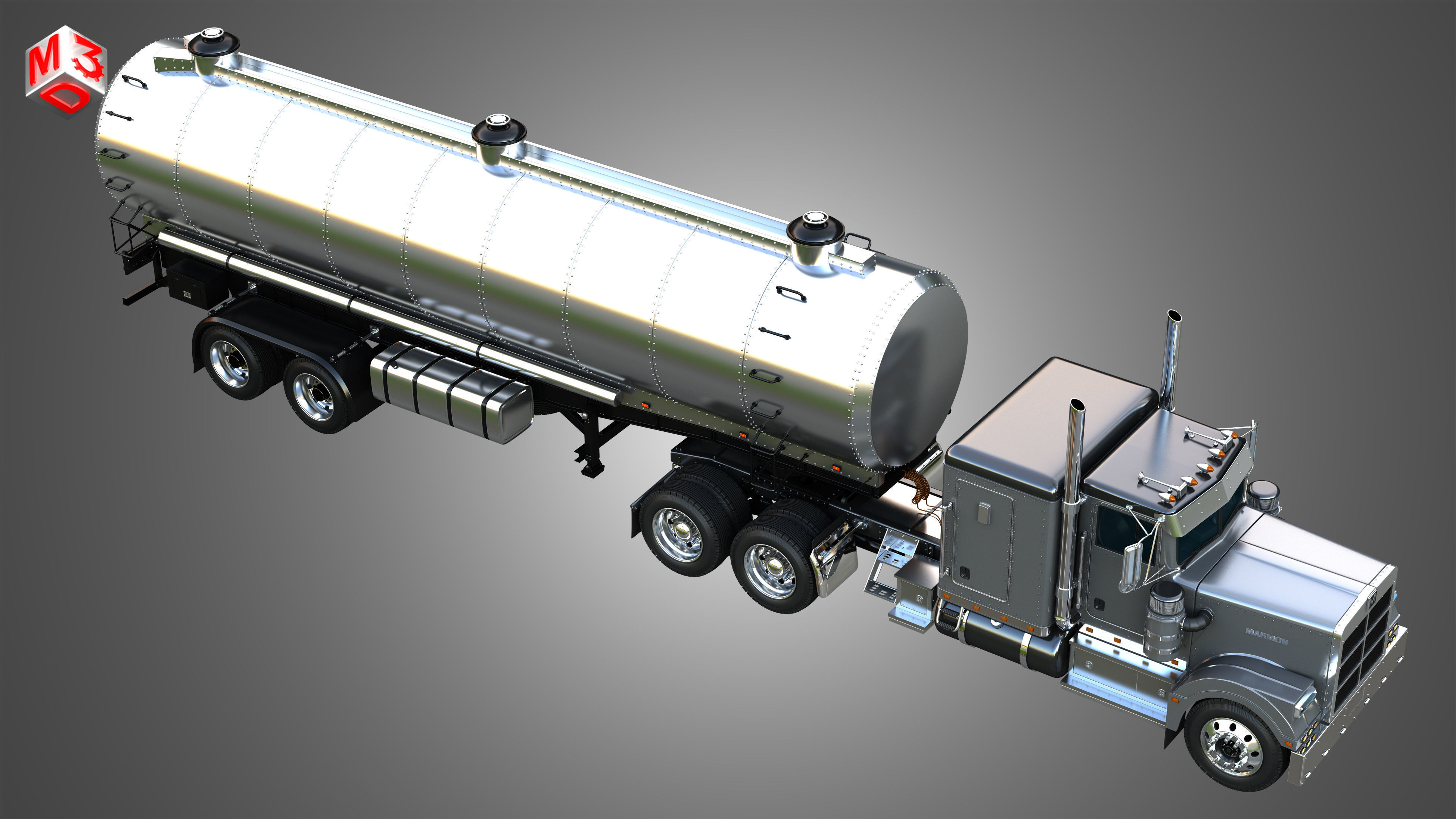 57P Truck with Tanker Trailer 3D model_19