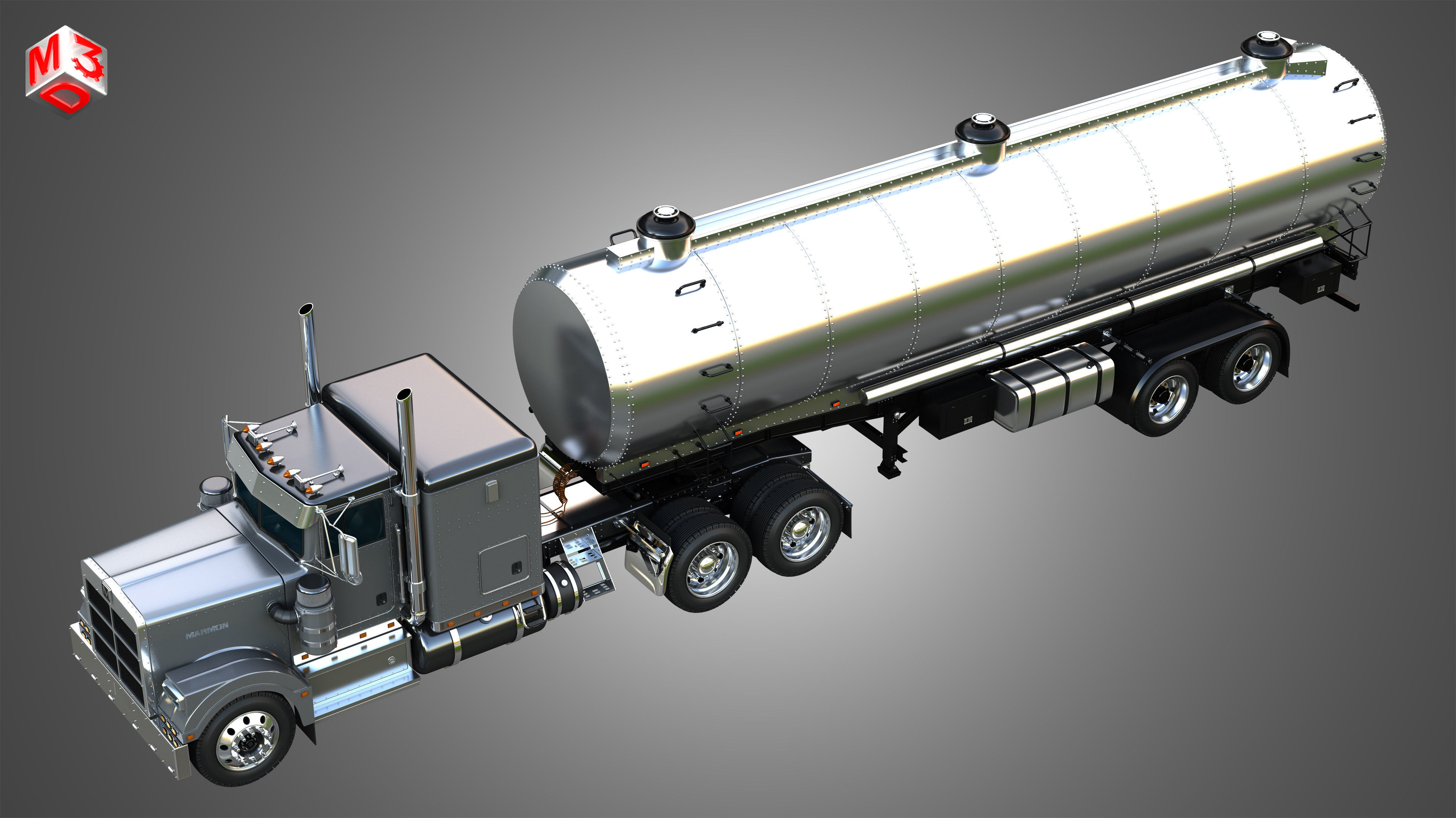 57P Truck with Tanker Trailer 3D model_17