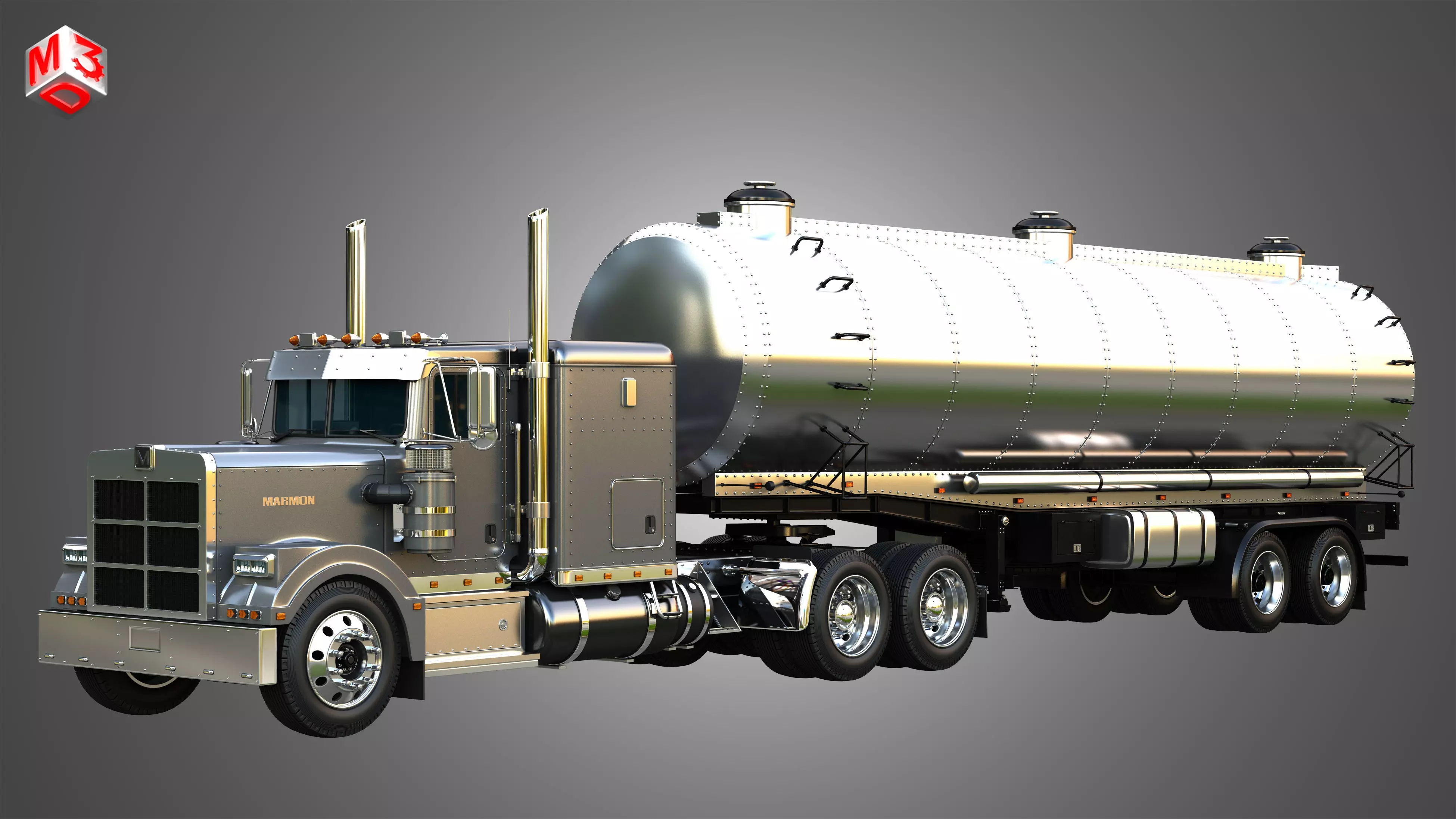 57P Truck with Tanker Trailer 3D model_0