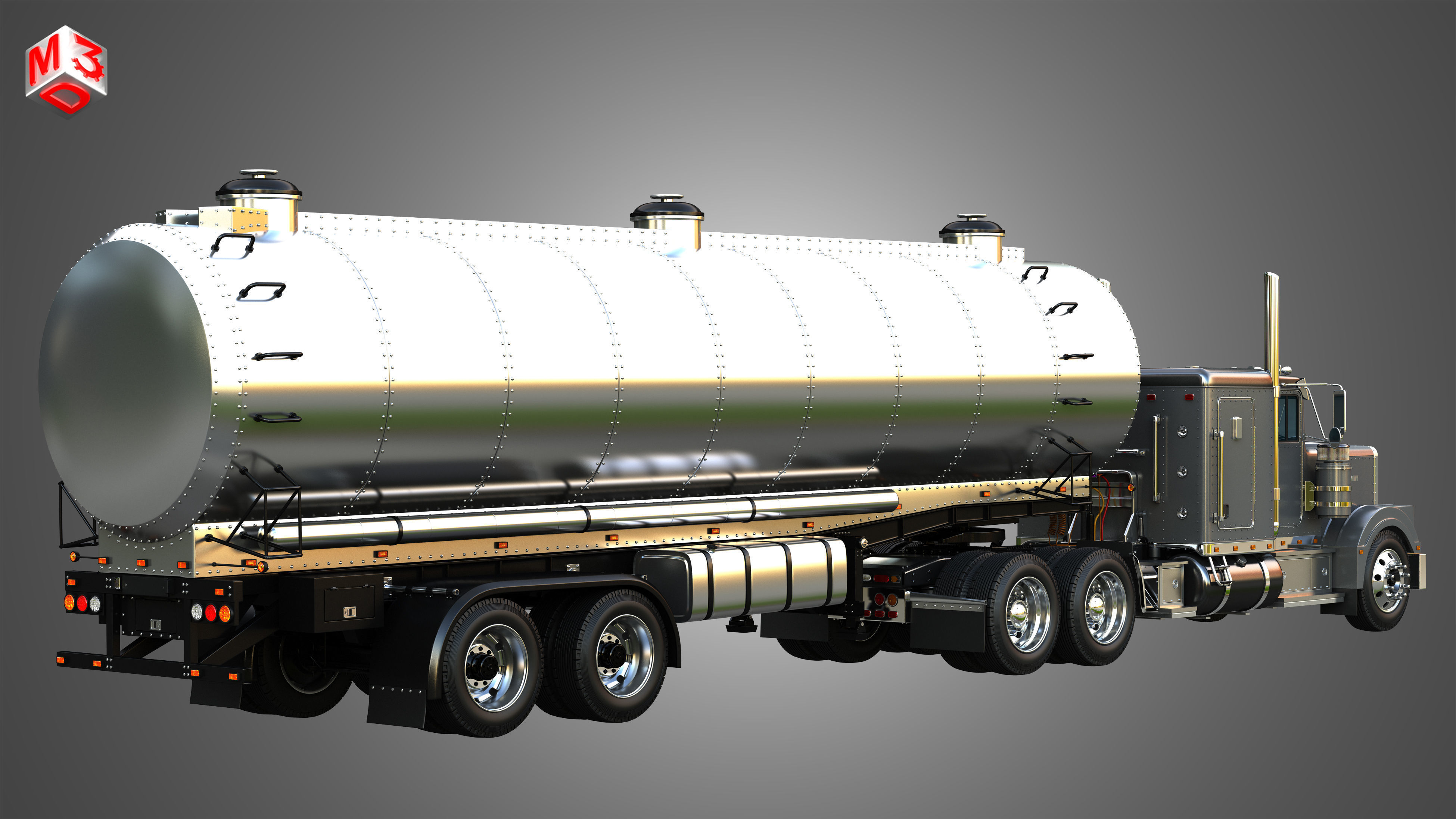57P Truck with Tanker Trailer 3D model_1