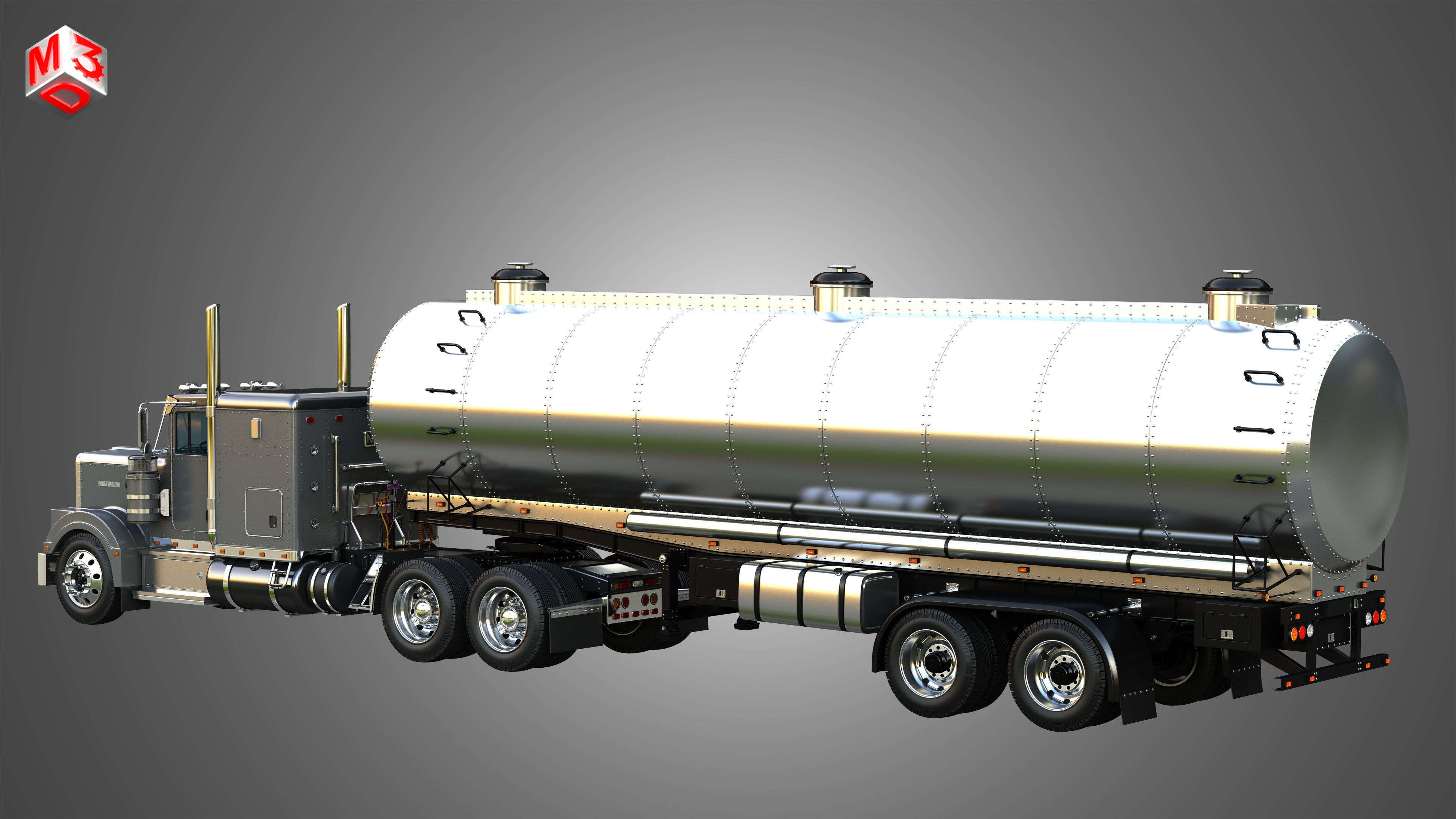 57P Truck with Tanker Trailer 3D model_16