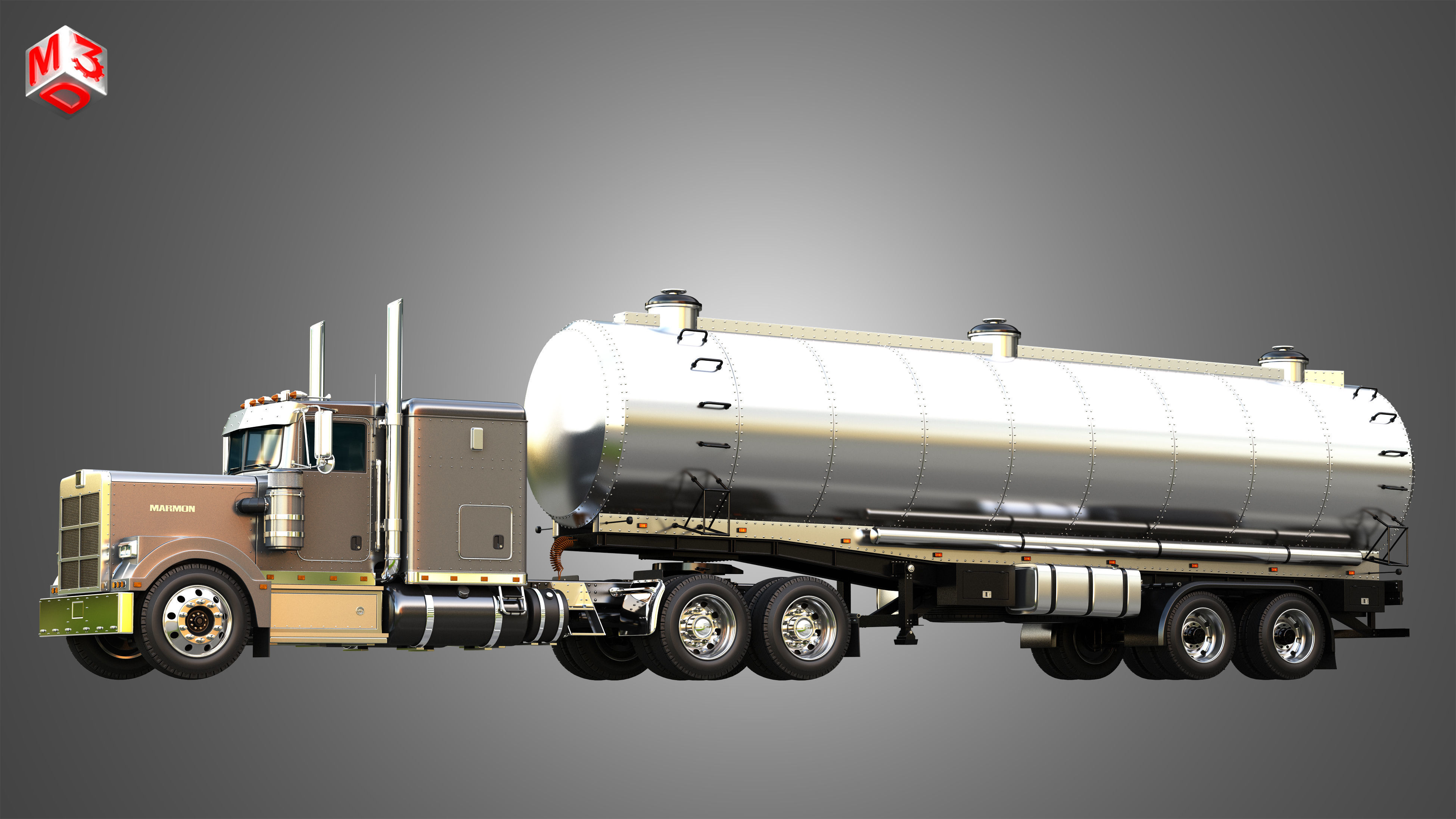 57P Truck with Tanker Trailer 3D model_6