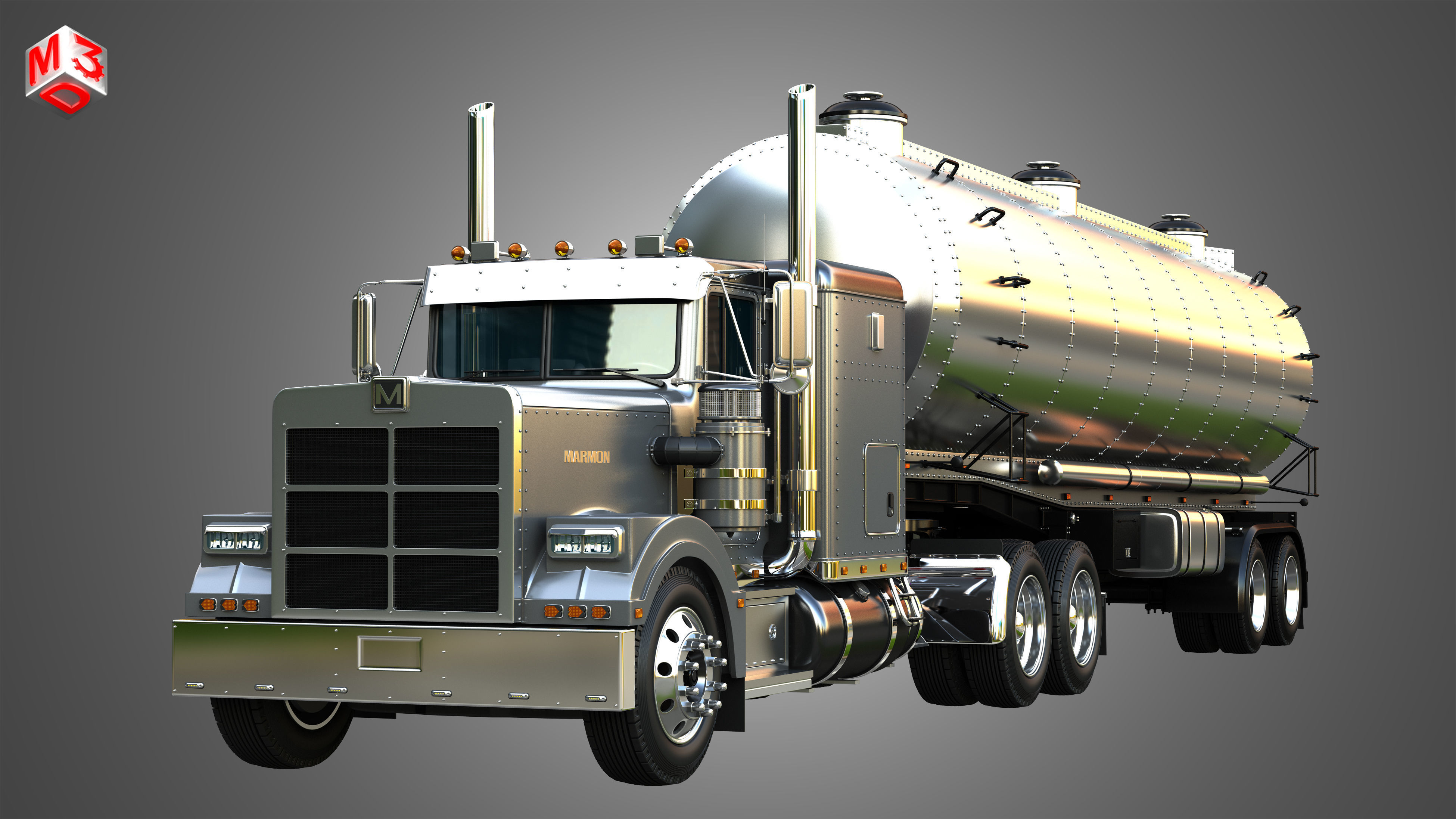 57P Truck with Tanker Trailer 3D model_9