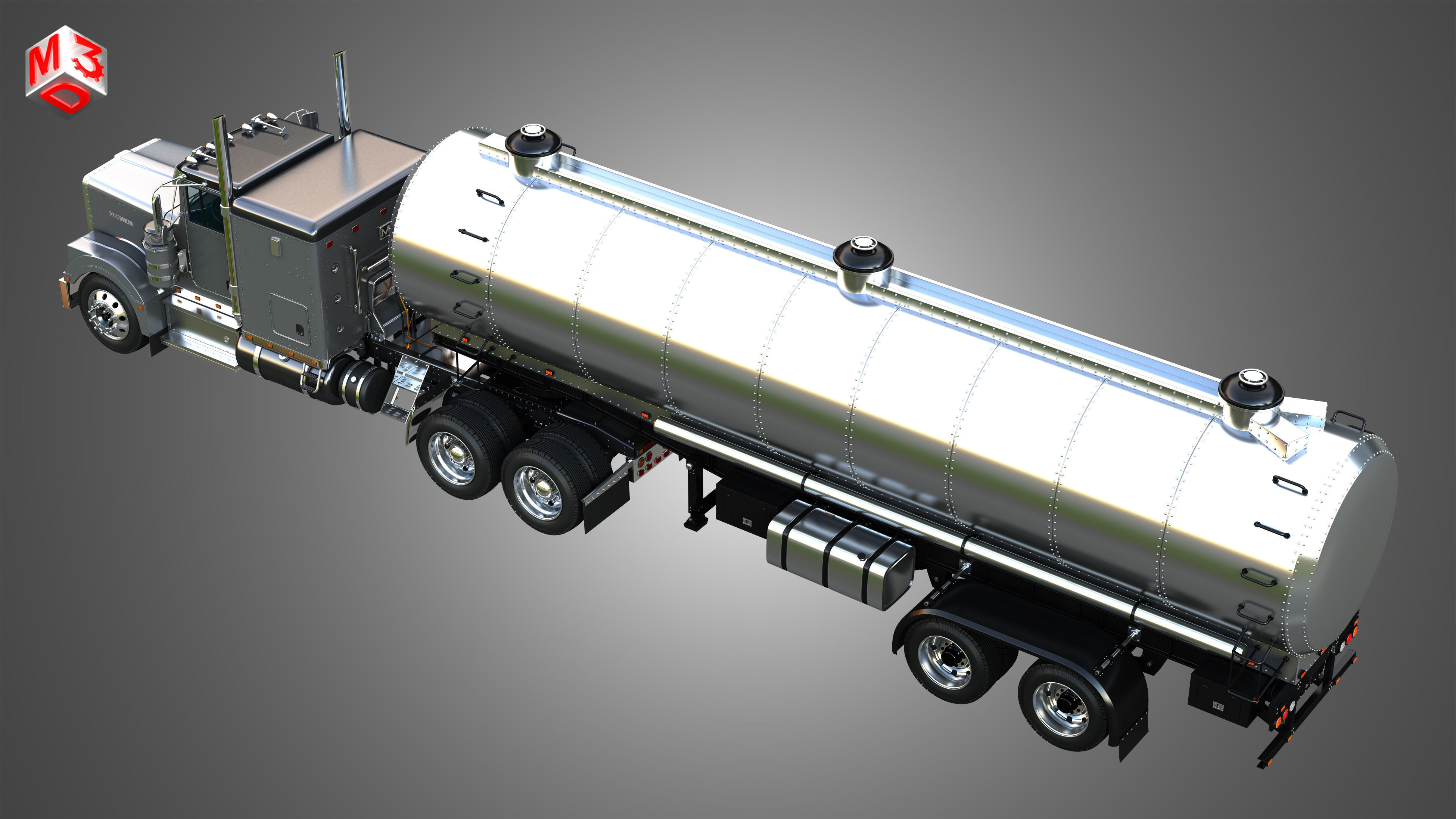 57P Truck with Tanker Trailer 3D model_20