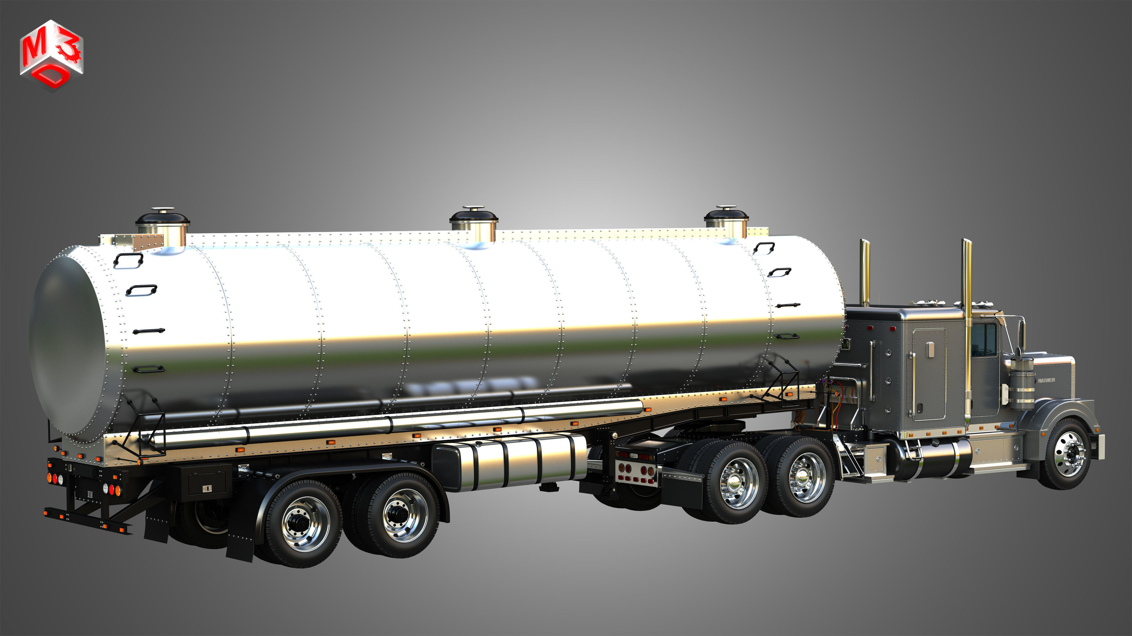 57P Truck with Tanker Trailer 3D model_14