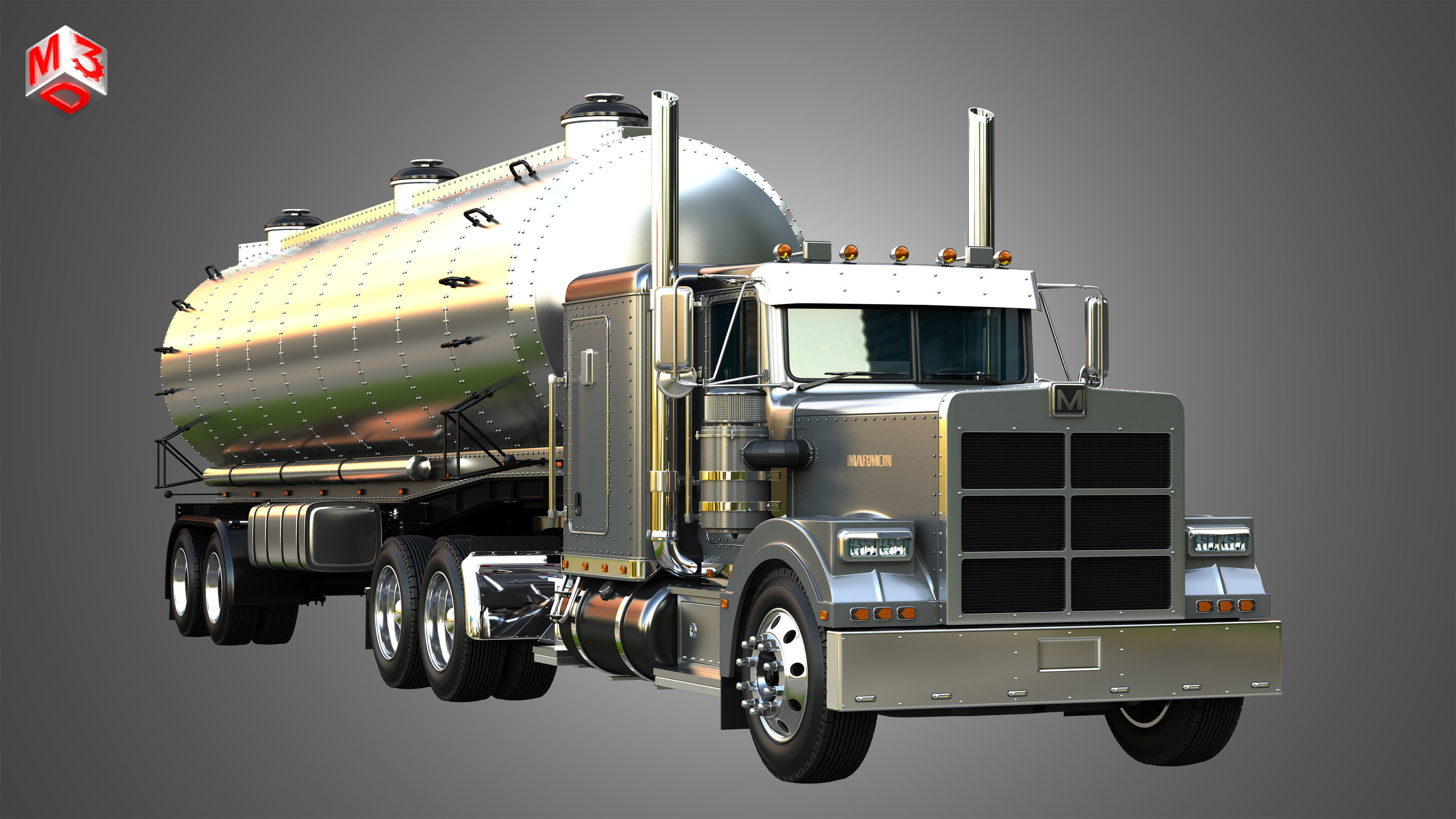 57P Truck with Tanker Trailer 3D model_11