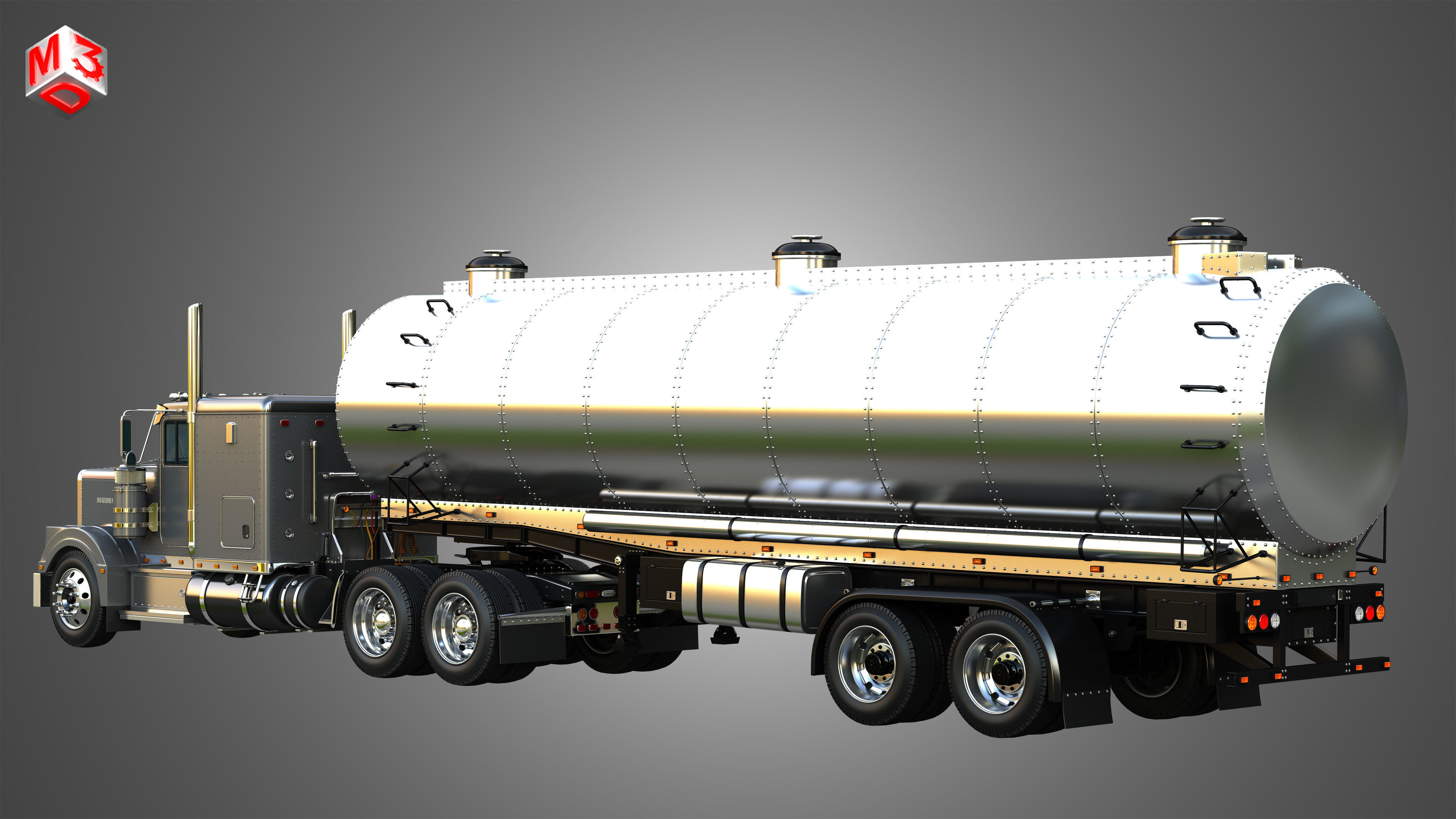 57P Truck with Tanker Trailer 3D model_3