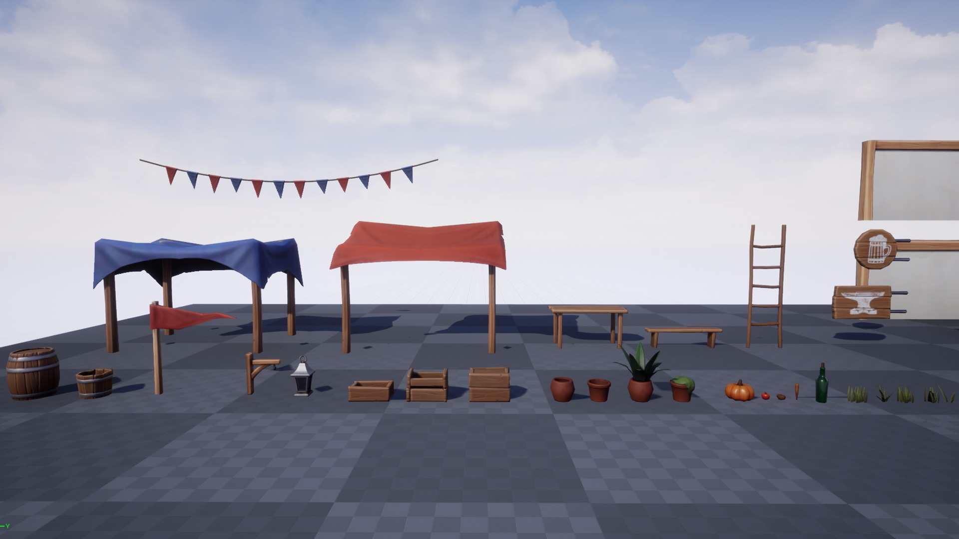 Modular Medieval Town Low-poly 3D model_12