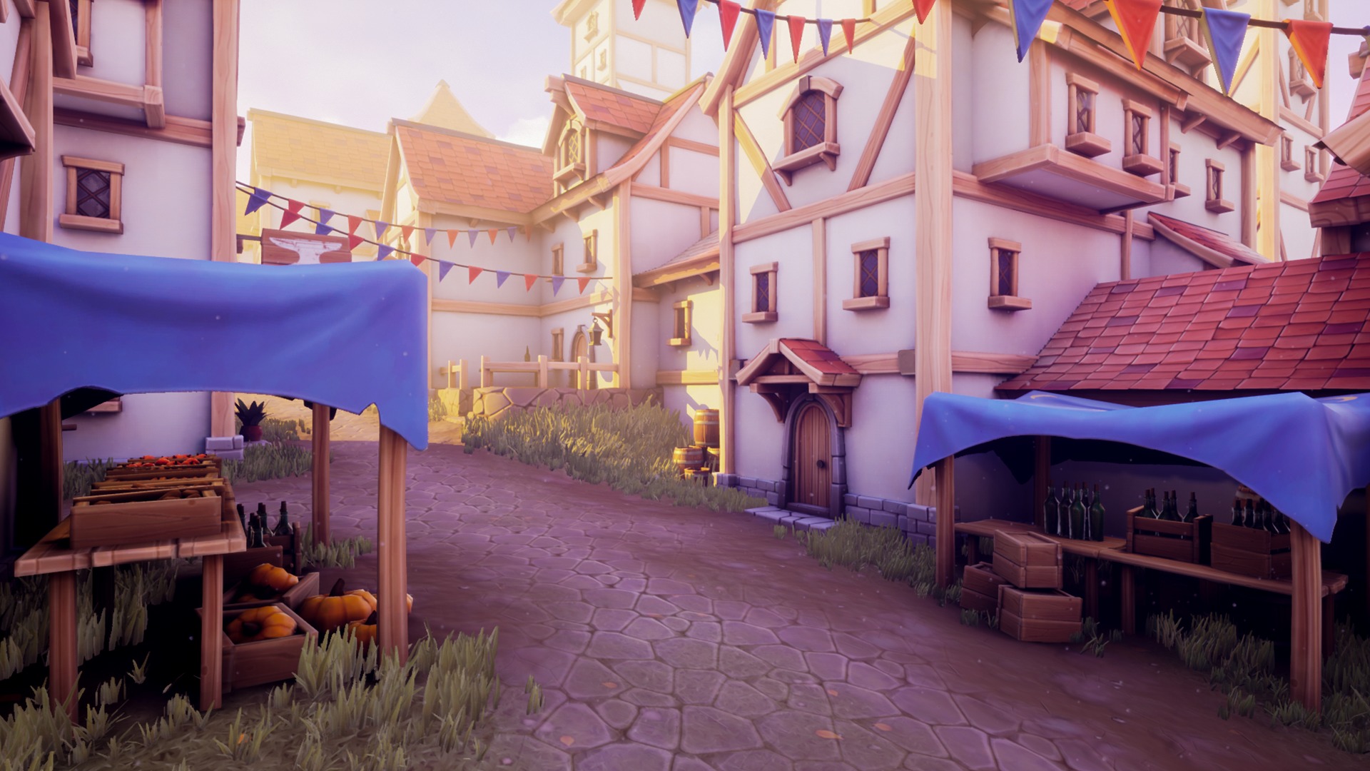 Modular Medieval Town Low-poly 3D model_4