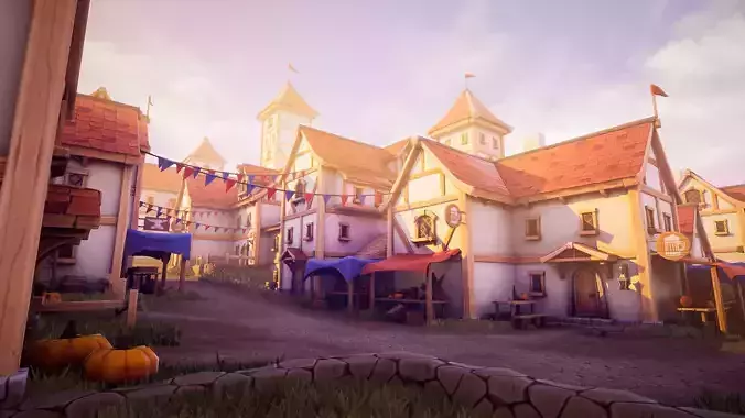 Modular Medieval Town Low-poly 3D model