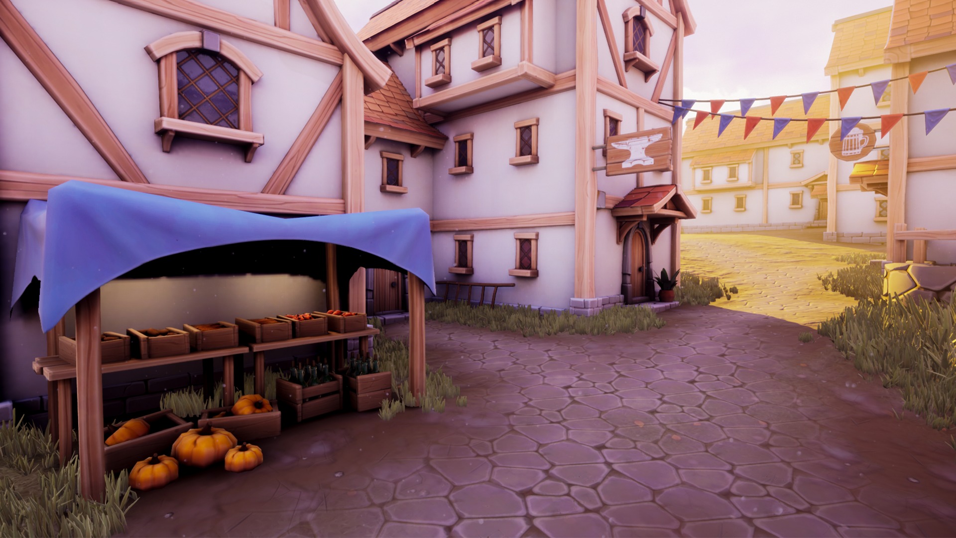 Modular Medieval Town Low-poly 3D model_9