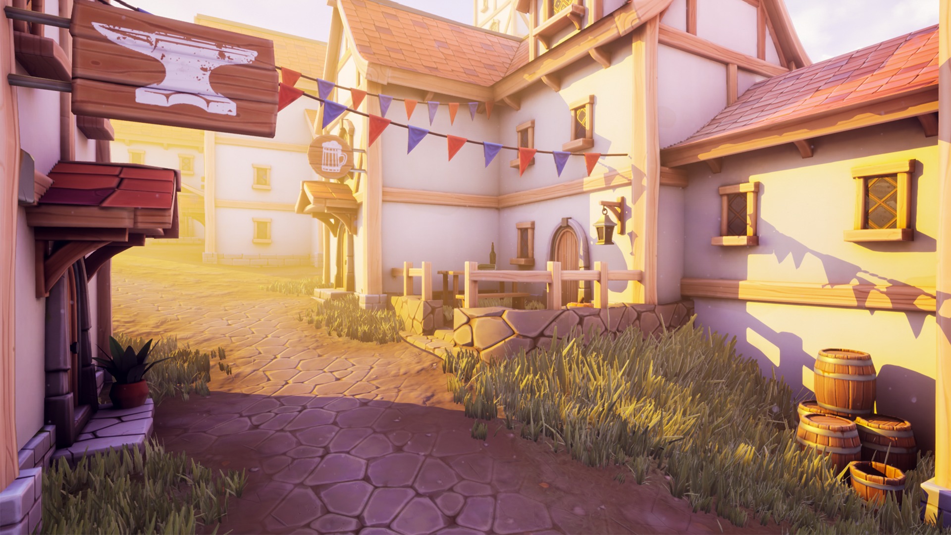 Modular Medieval Town Low-poly 3D model_5