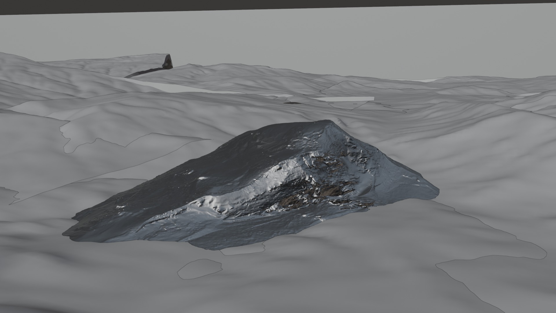 Cabin in the Snowy Mountains at Sunrise 3D model_1