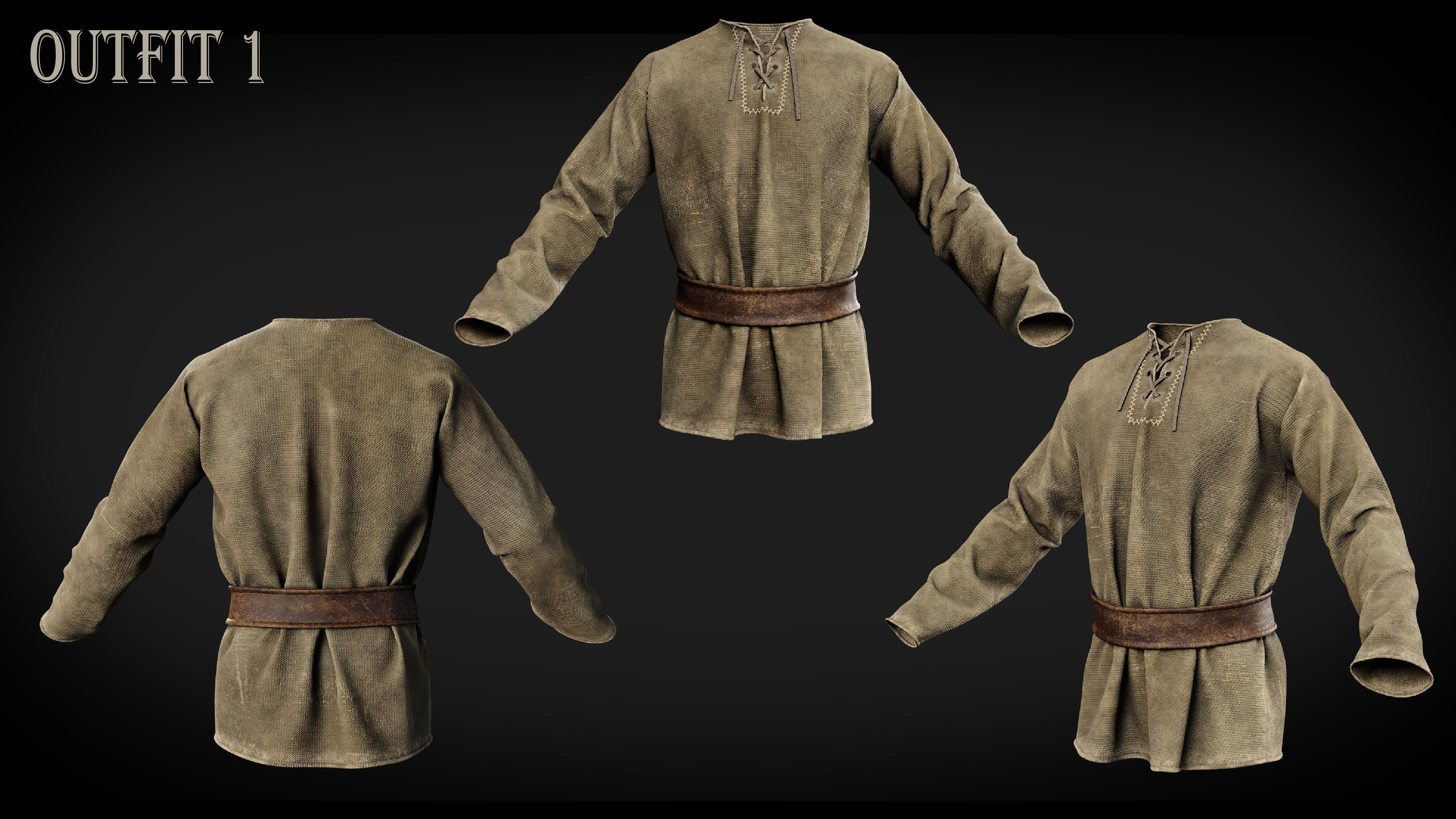 3D Medieval clothes character clothing collection 3D model_1