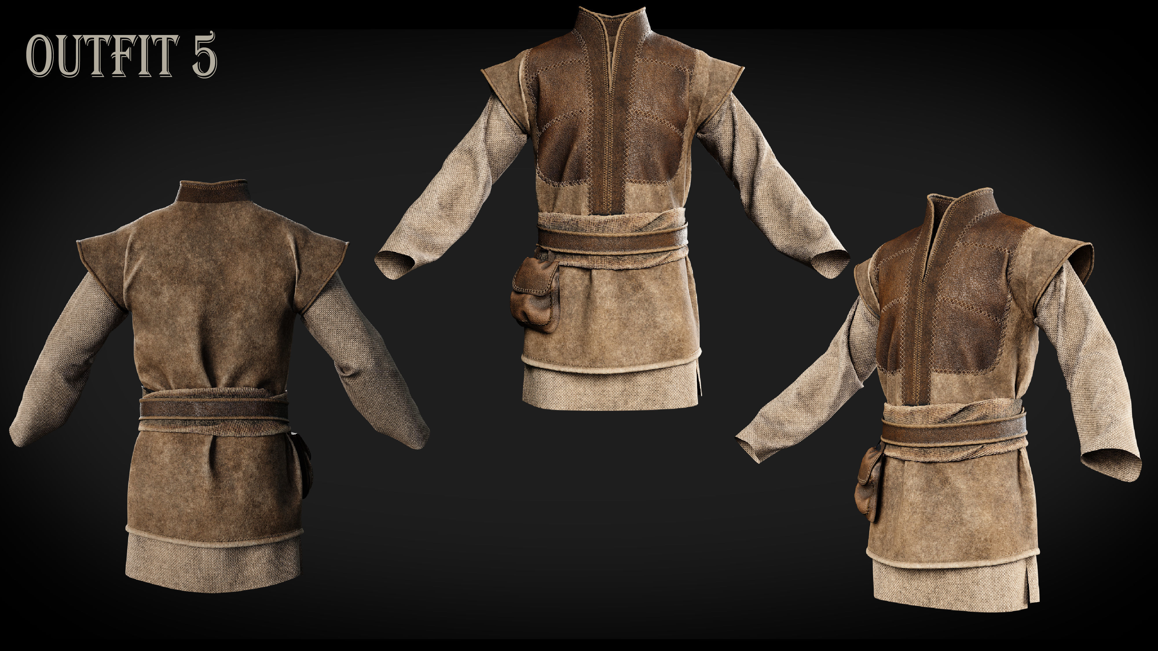 3D Medieval clothes character clothing collection 3D model_9