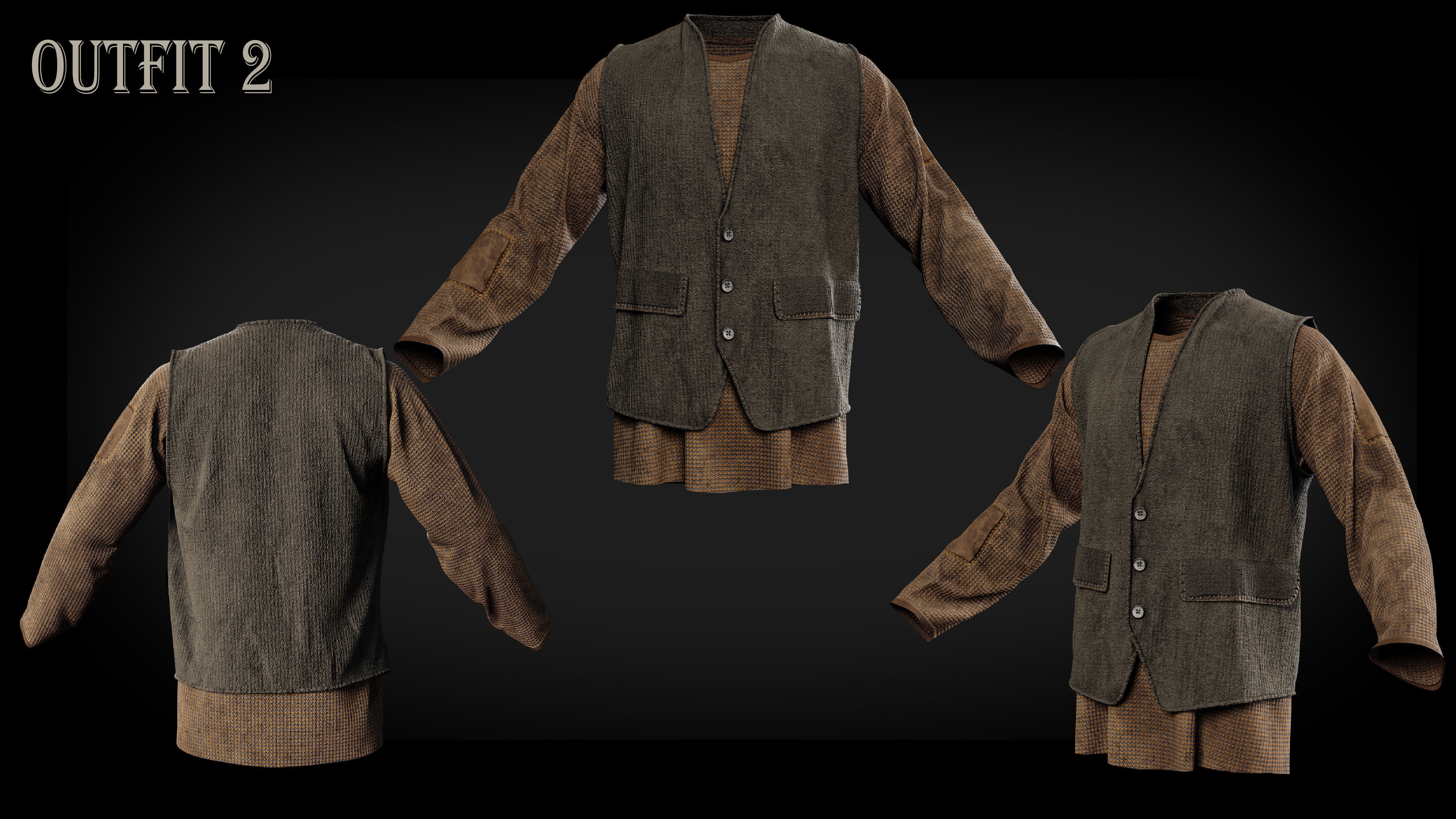 3D Medieval clothes character clothing collection 3D model_3