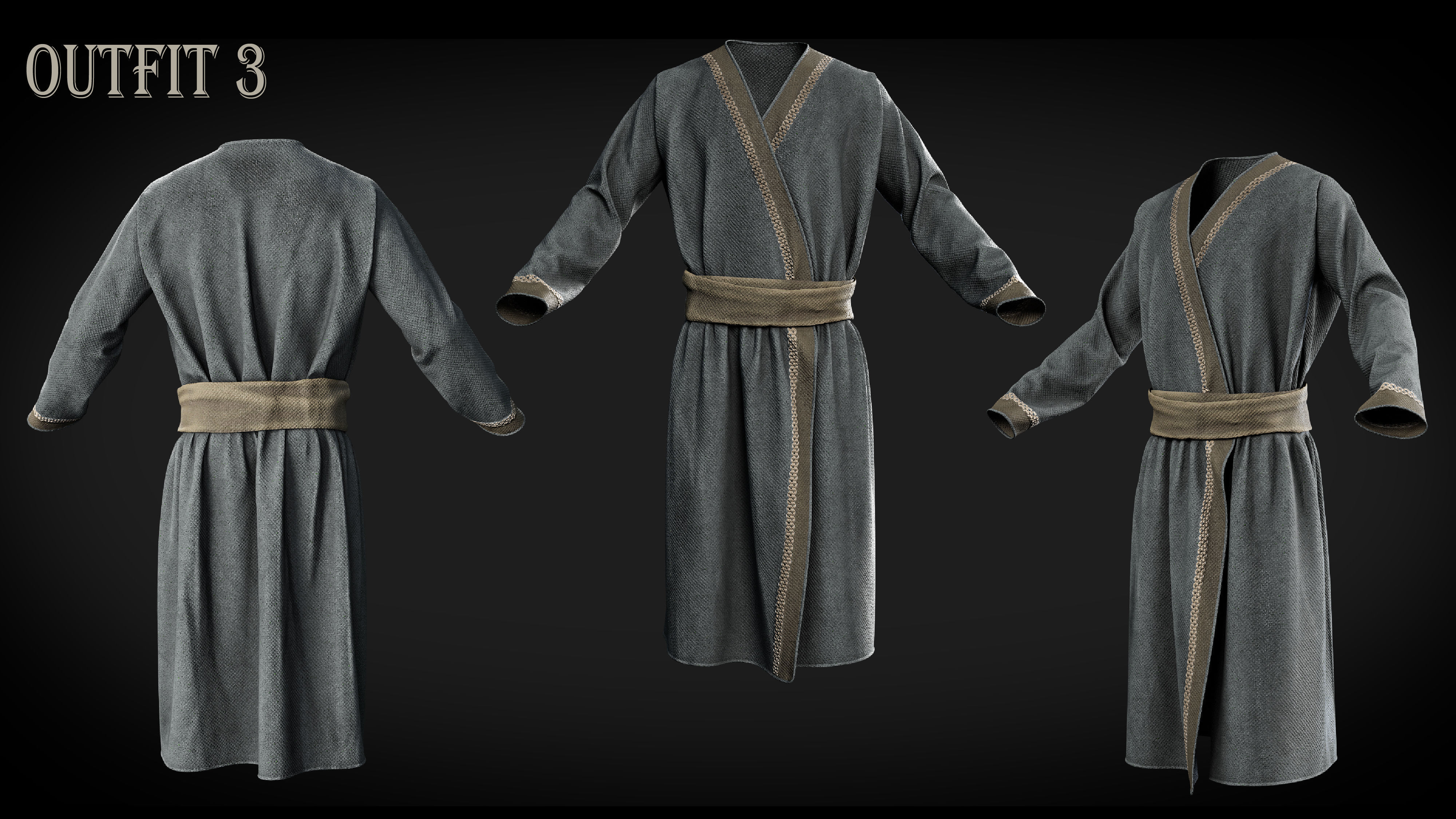 3D Medieval clothes character clothing collection 3D model_5