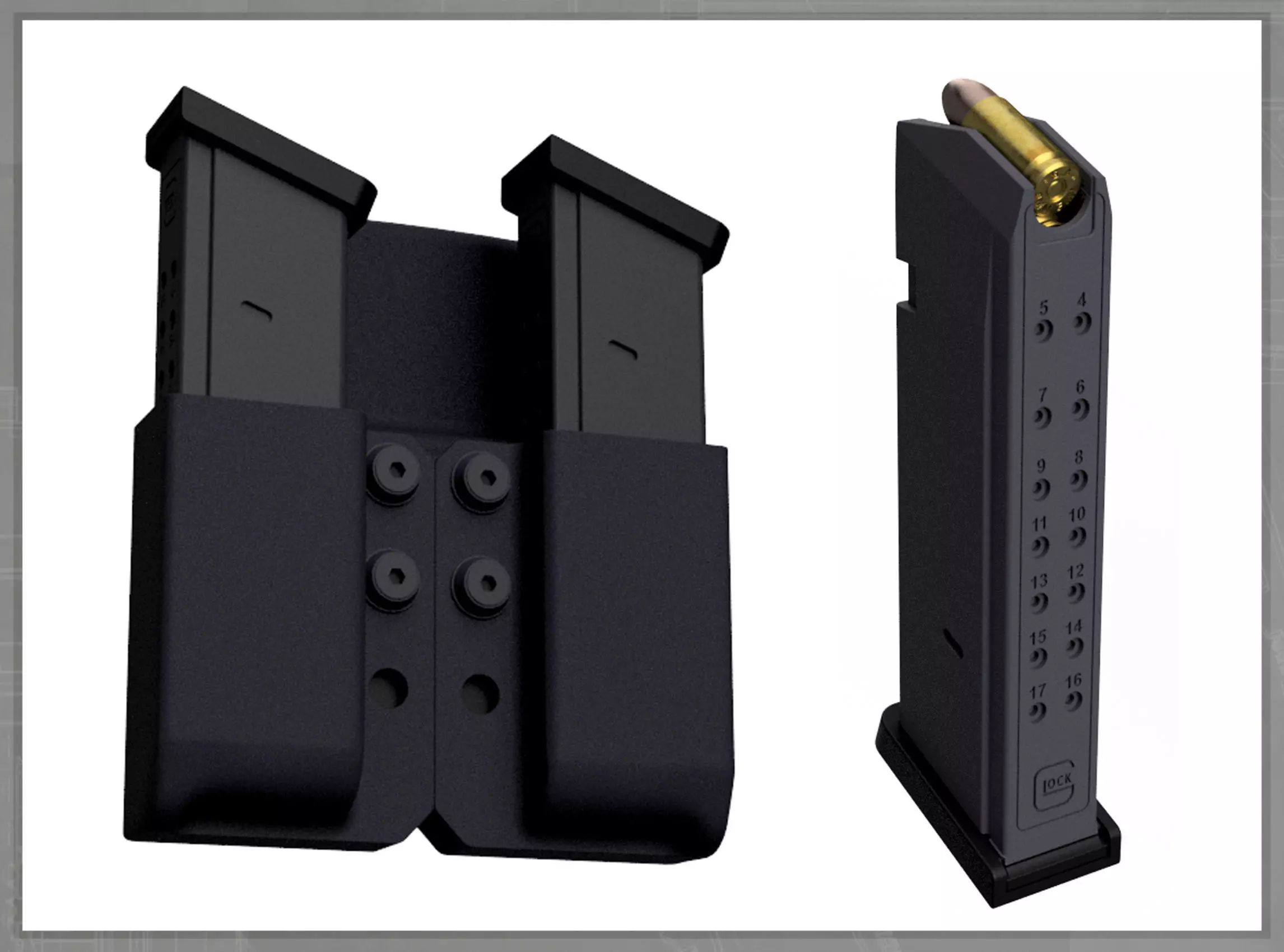 Dredd Double Mag Carrier 3D print model_0