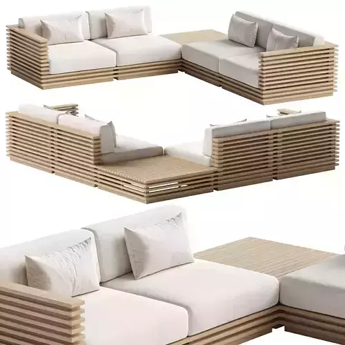 Batten 5-Piece Teak Sofa with table