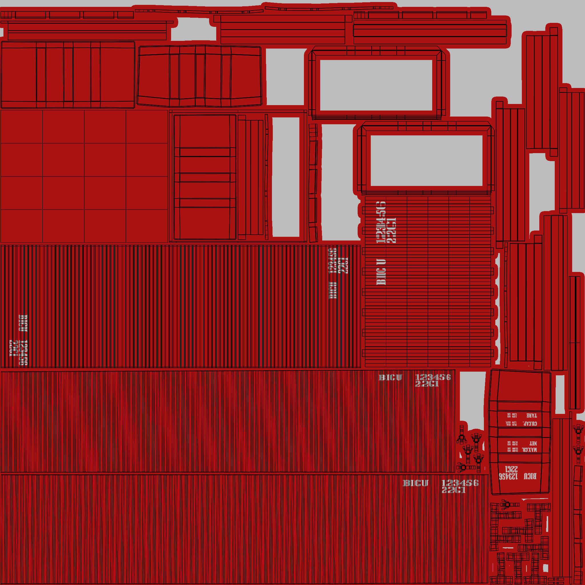 20Ft Cargo Container - Red - Clean 3D model_17
