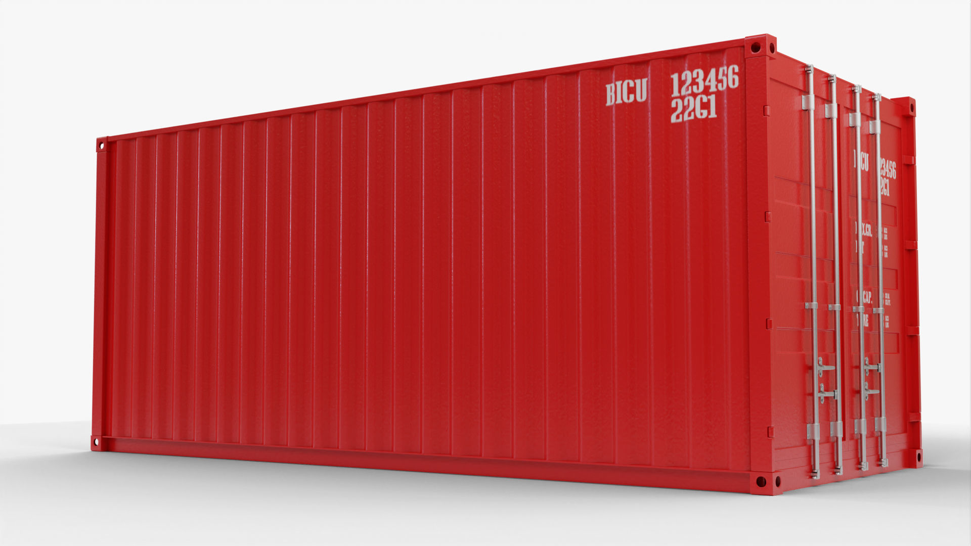 20Ft Cargo Container - Red - Clean 3D model_6