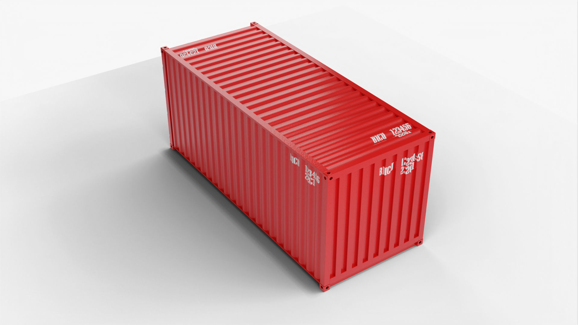 20Ft Cargo Container - Red - Clean 3D model_5