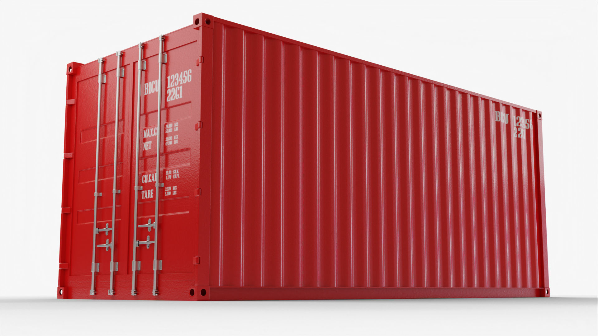 20Ft Cargo Container - Red - Clean 3D model_3