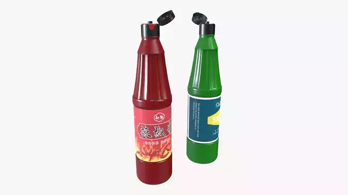 sauces bottles Low-poly 3D model
