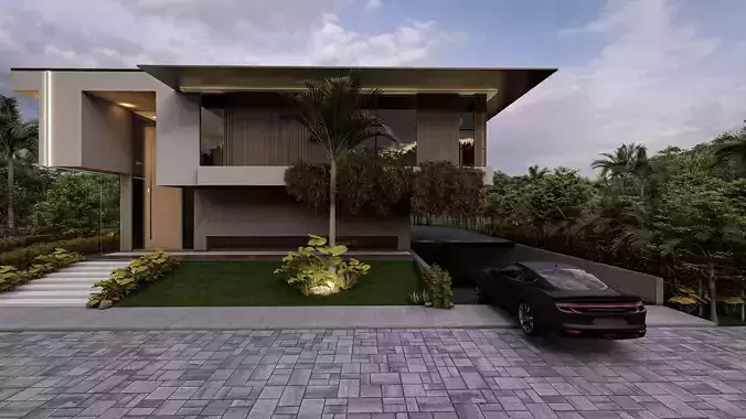 Modern Luxury Villa Exterior Design 3D Model 