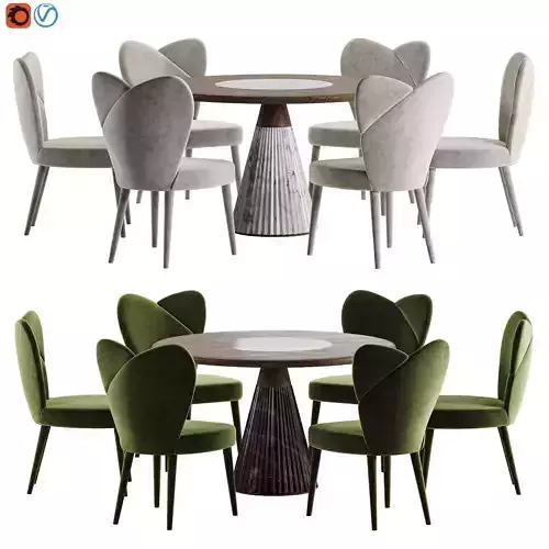 pair midcentury chairs marilyn table 3D model