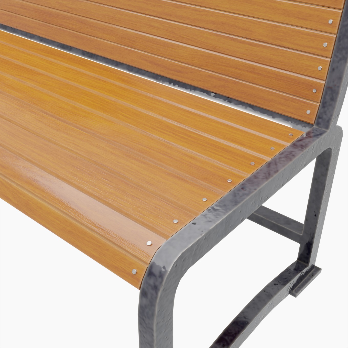 Street Bench V3 Low-poly 3D model_4