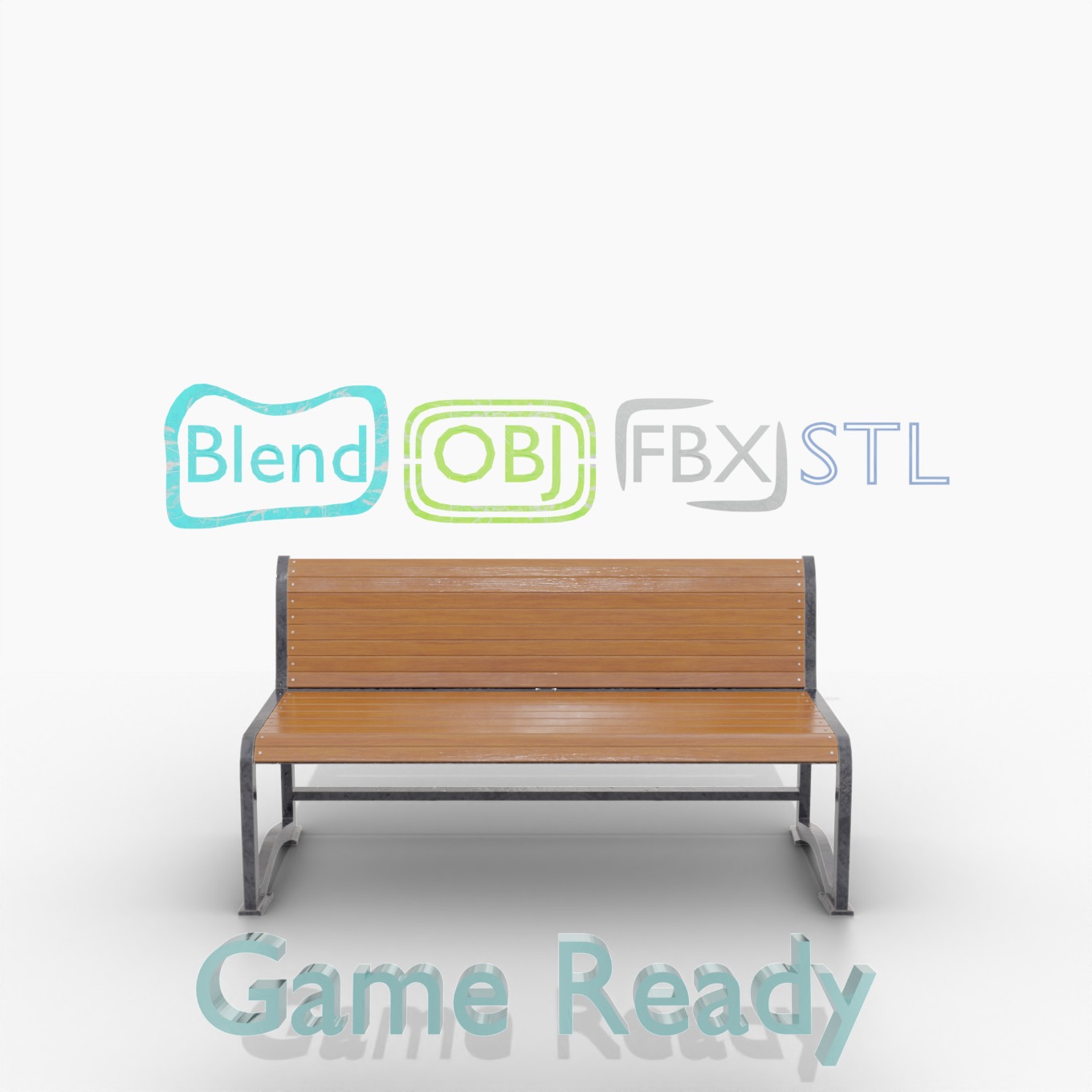 Street Bench V3 Low-poly 3D model_5