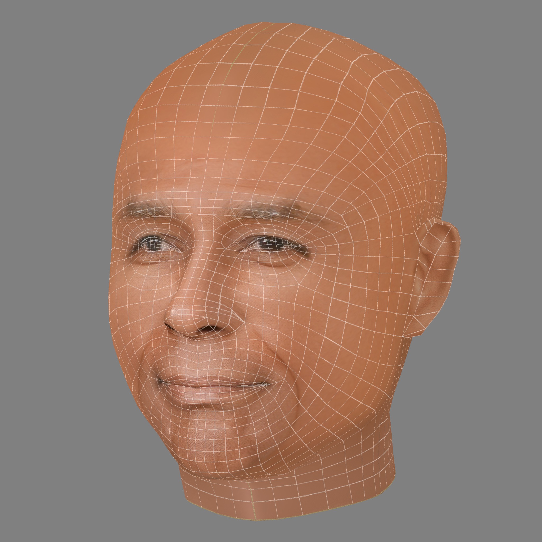 Michael Dorn Head - Low poly head for game Low-poly 3D model_7