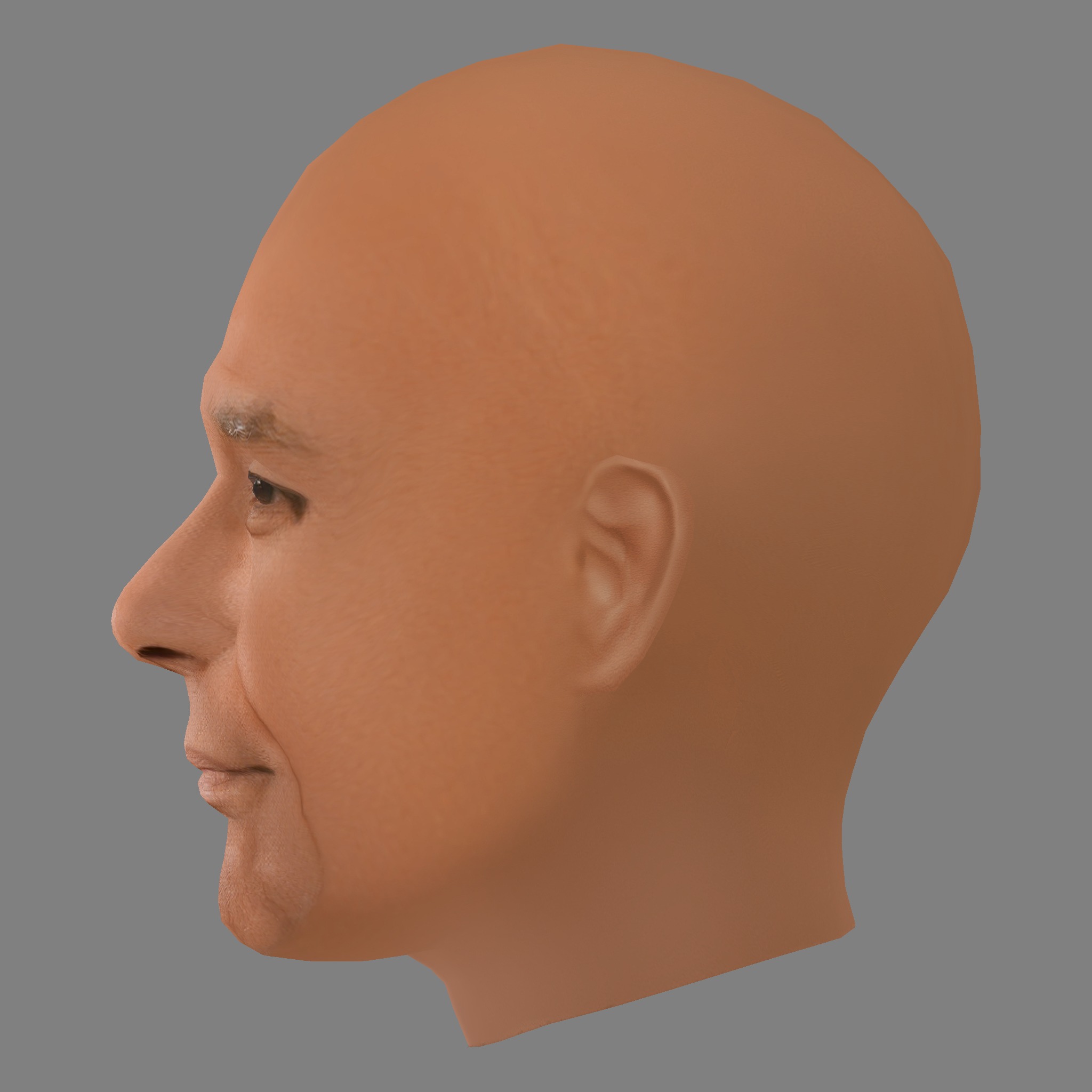 Michael Dorn Head - Low poly head for game Low-poly 3D model_2
