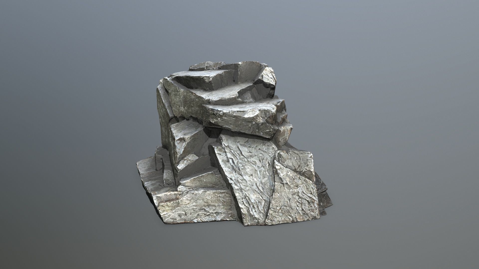 cliff rocks Low-poly 3D model_2