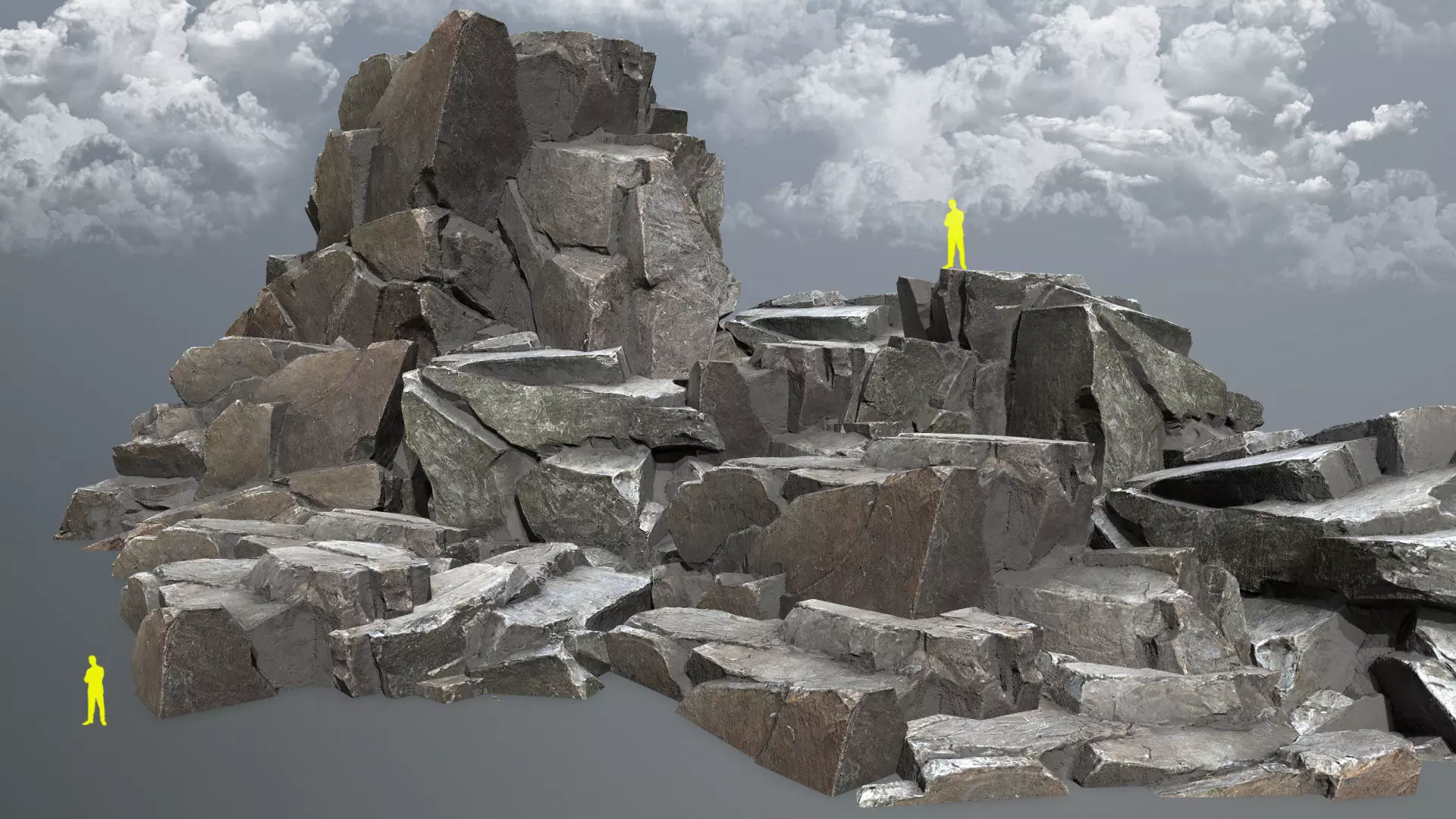 cliff rocks Low-poly 3D model_0