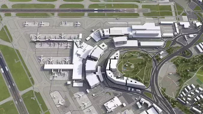 Zurich - Airport - ZRH Low-poly 3D model