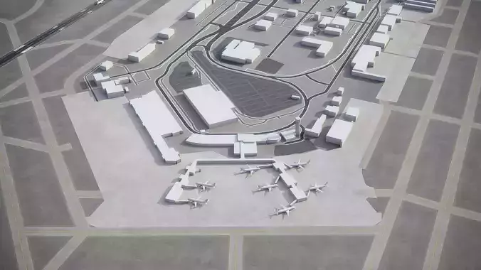 Wichita - Dwight  Eisenhower National Airport  Low-poly 3D model