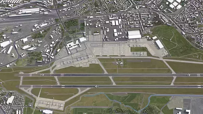 Tashkent - Airport - TAS Low-poly 3D model