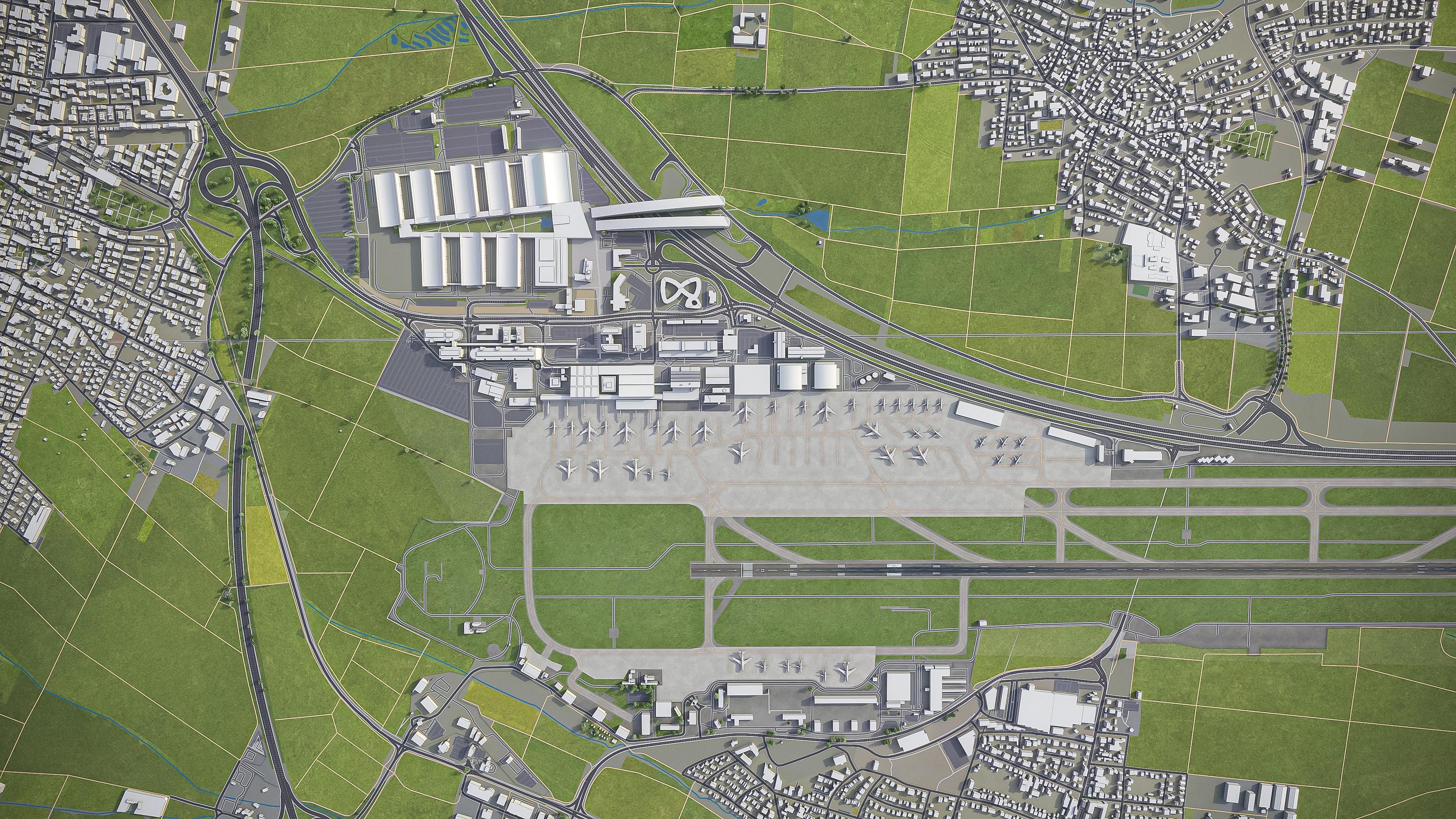 Stuttgart - Airport - STR Low-poly 3D model_6