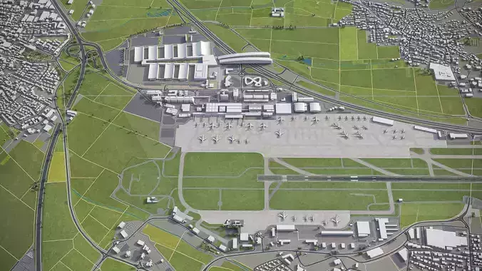 Stuttgart - Airport - STR Low-poly 3D model