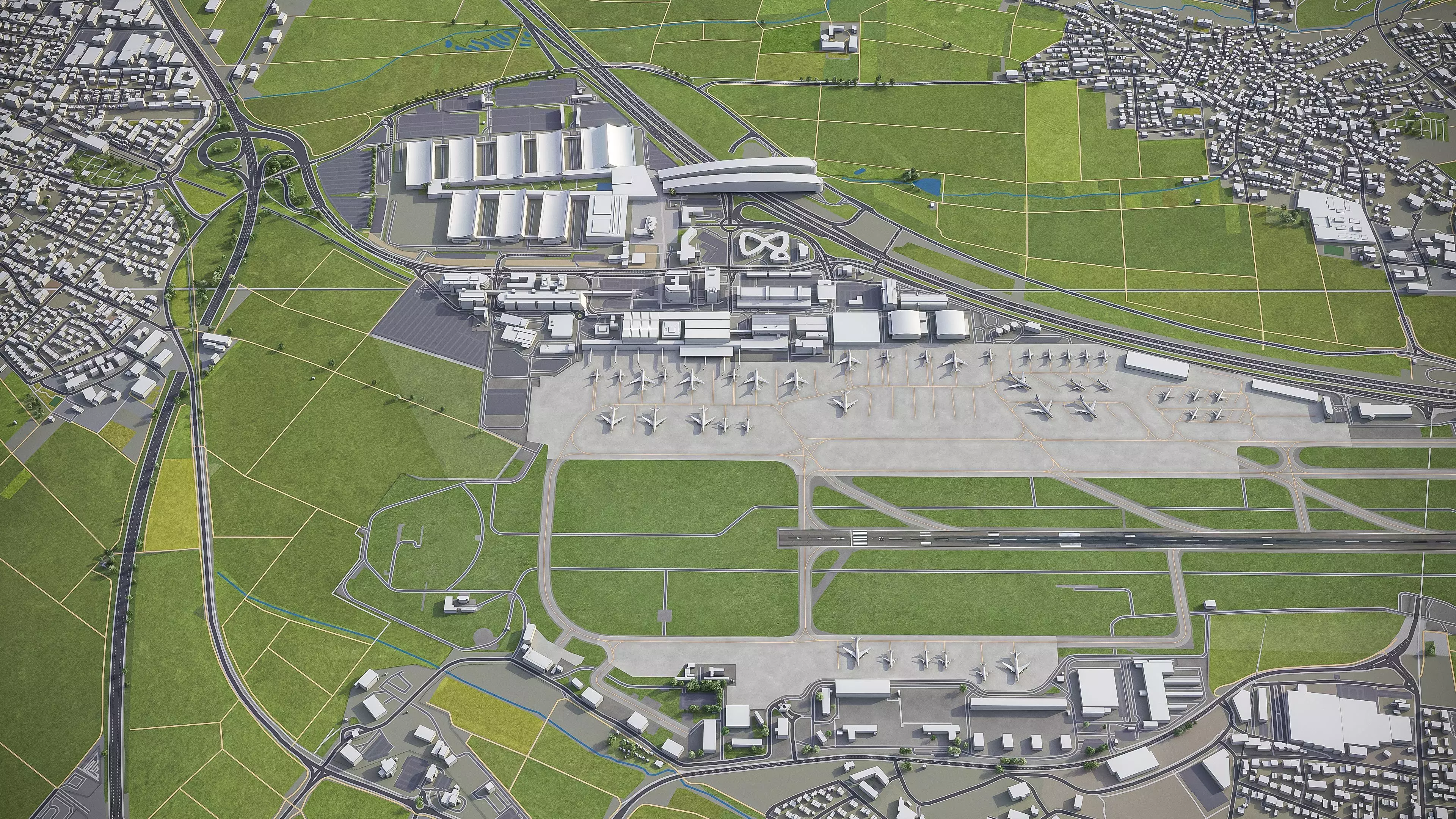 Stuttgart - Airport - STR Low-poly 3D model_0
