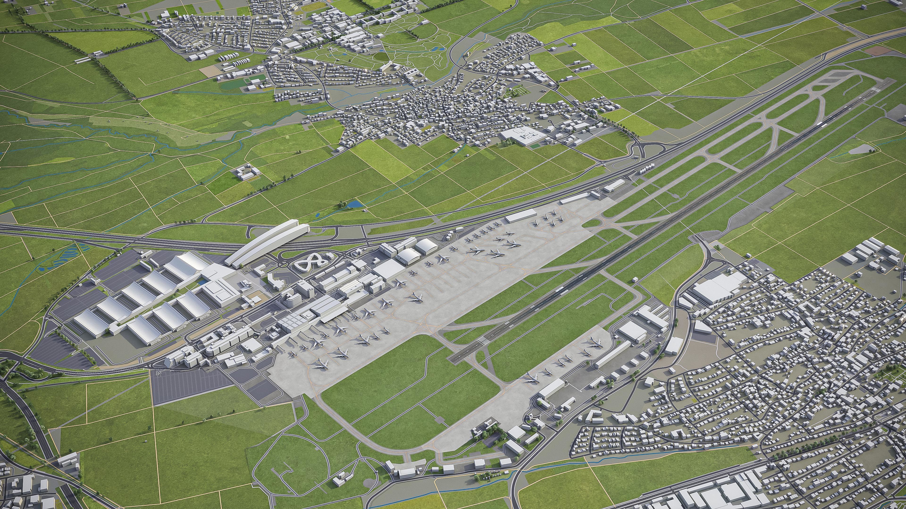 Stuttgart - Airport - STR Low-poly 3D model_1