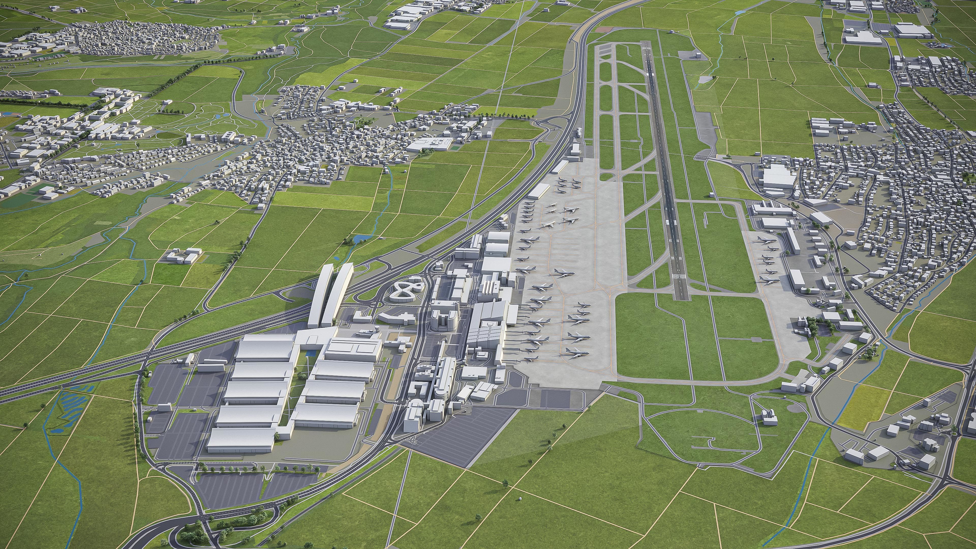 Stuttgart - Airport - STR Low-poly 3D model_2